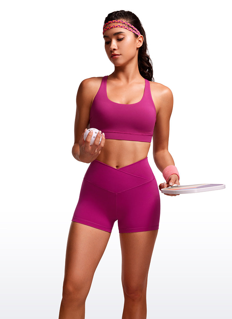 CRZ YOGA Celana Pendek Sepeda Wanita High Rise Butterluxe Cross Waist 3'' Ungu Magenta