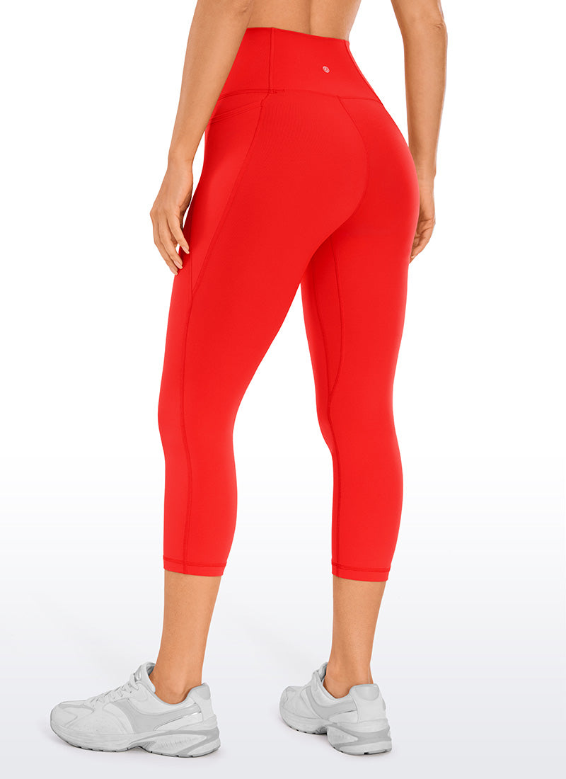 CRZ YOGA Women's Yoga High Rise Butterluxe Capri with Pockets 21'' Dark Red