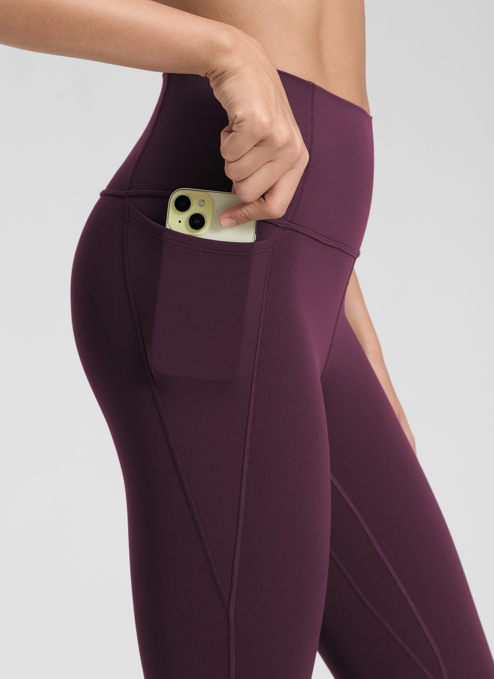CRZ YOGA Yoga Tinggi Wanita Butterluxe Capri dengan Poket 21'' Ungu Tua