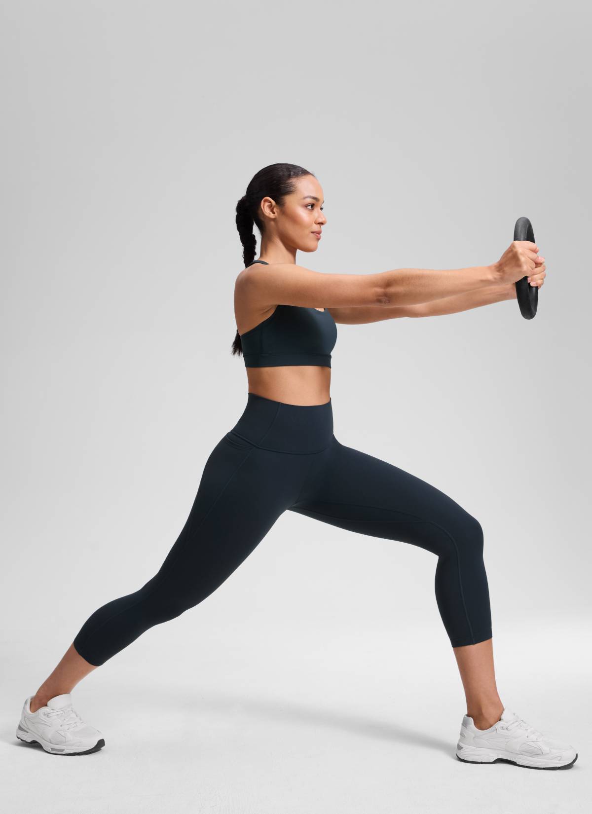 CRZ YOGA Yoga Tinggi Wanita Butterluxe Capri dengan Poket 21'' Tentera Laut Sejati