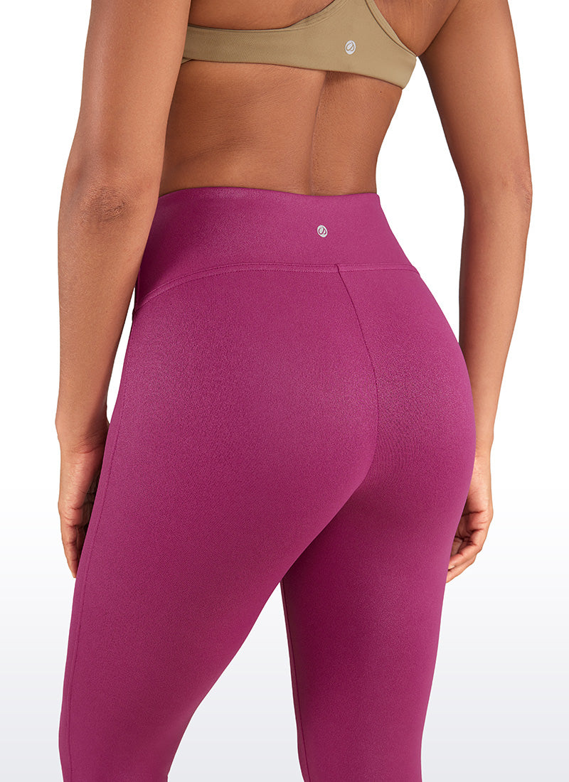 CRZ YOGA Legging Wanita " Butterluxe " dari Kulit Sintetis Matte Tanpa Jahitan Depan, Panjang 26,5 inci, Warna Magenta Ungu, Motif Klasik