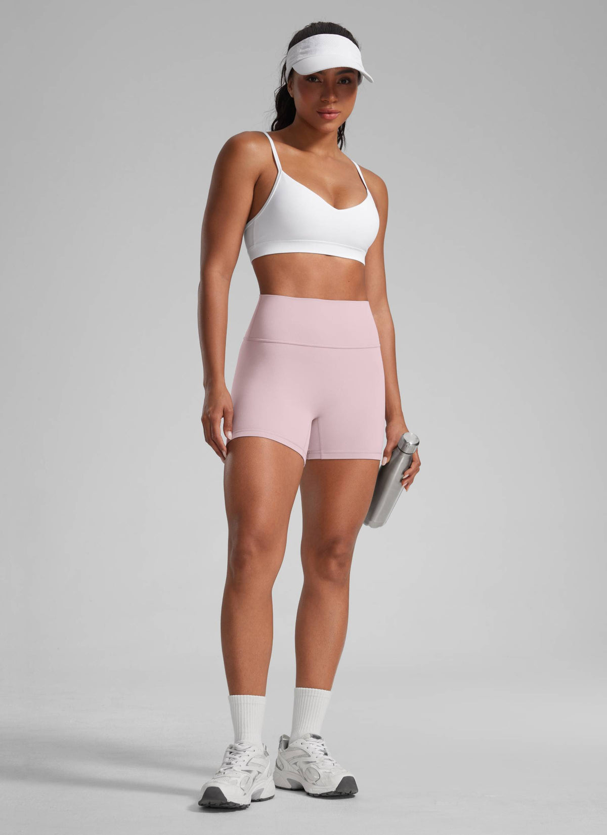 CRZ YOGA Womens Butterlift Scrunch Butt Atheletic Workout Biker Shorts Pink Haze @model_info:Crystal