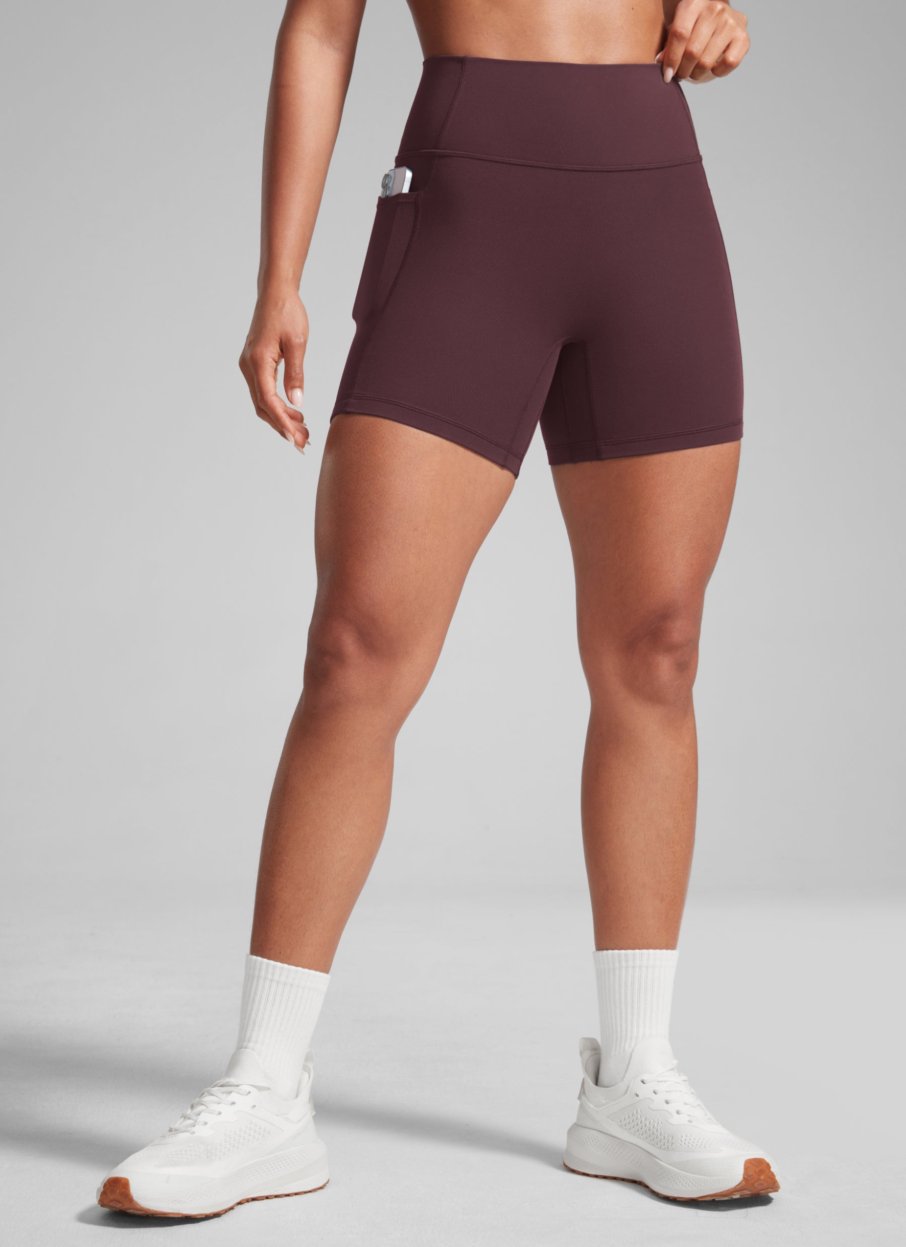 CRZ YOGA Butterlift Pambabaeng Slunch Butt No Front Seam Pocket Biker Shorts 5'' Hinog na Plum