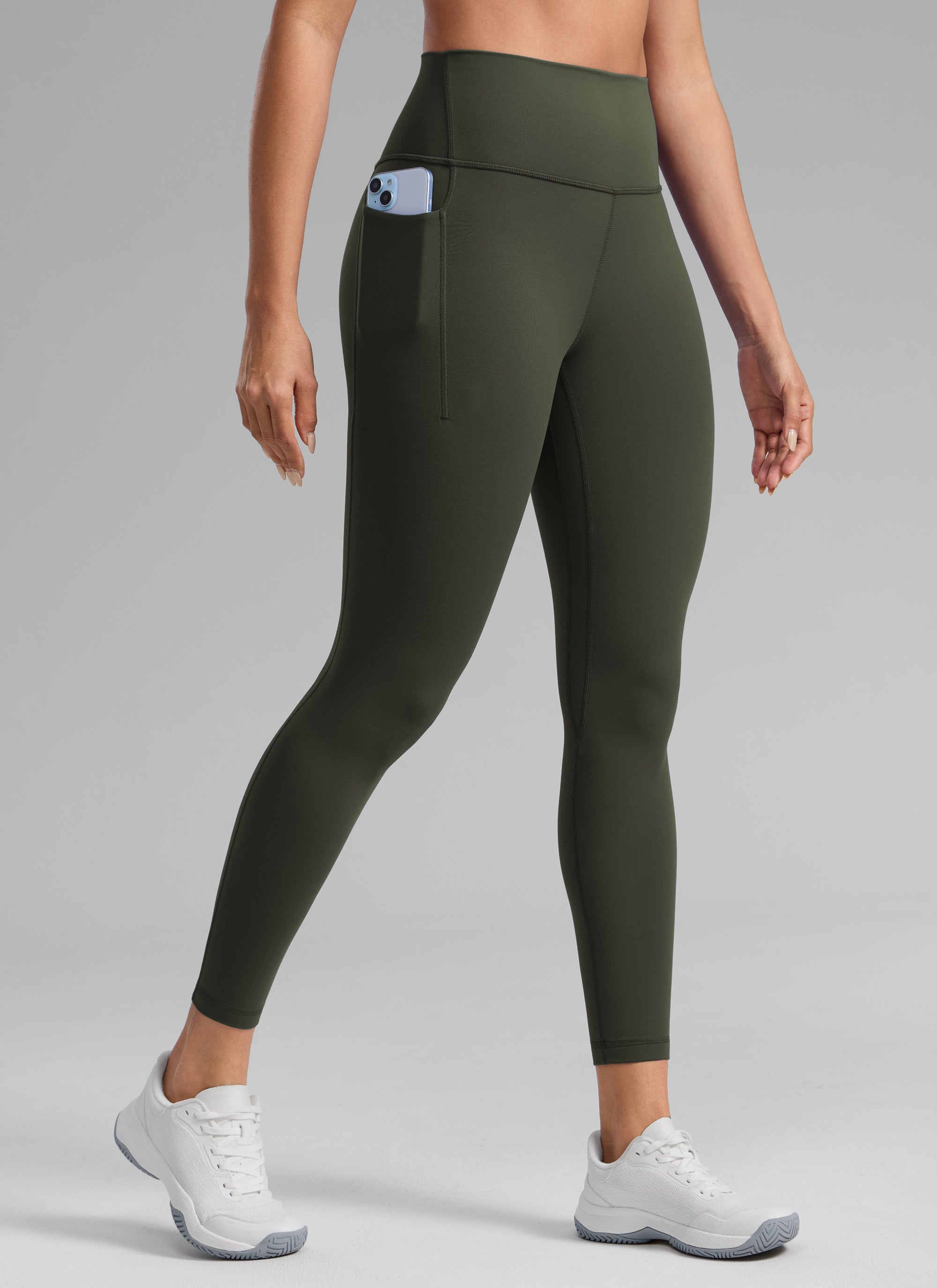 CRZ YOGA Pambabae Butterlift Workout High Rise Pocket Leggings 25'' Olive Green