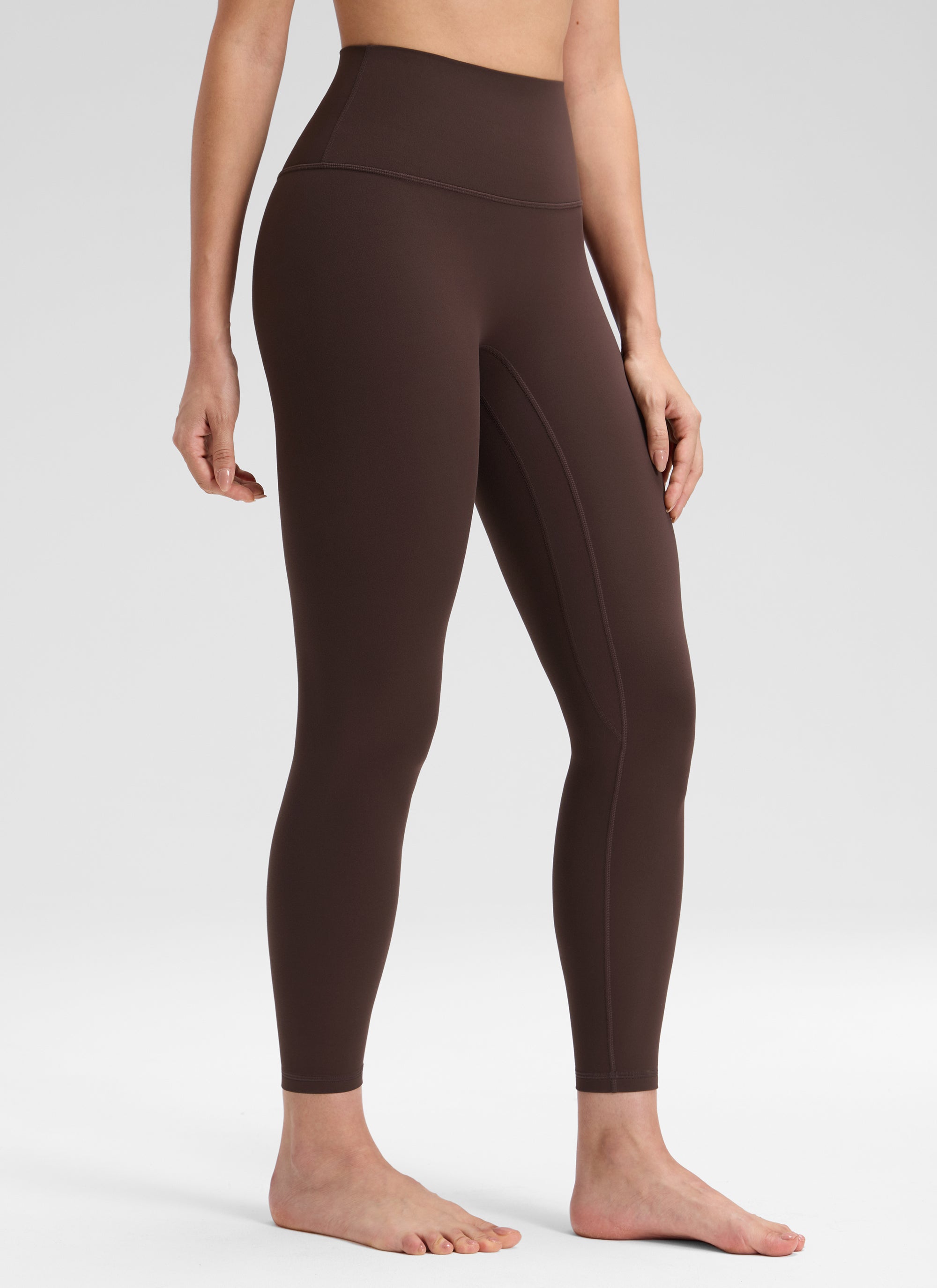 CRZ YOGA Quần legging Butterluxe nữ Butterluxe cạp cao, không đường may phía trước, dài 25 inch, màu nâu sô-cô-la nóng
