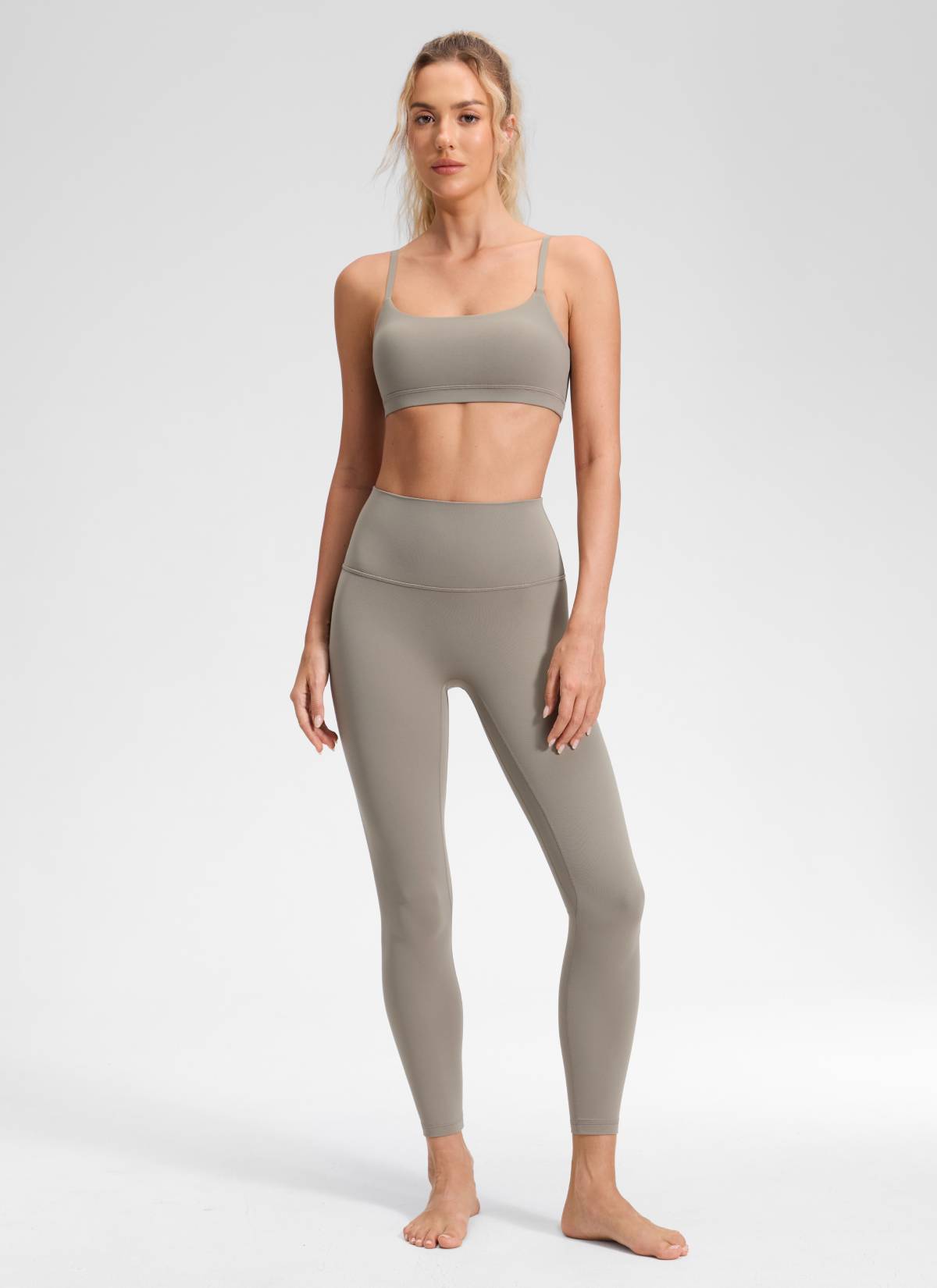 CRZ YOGA Quần legging Butterluxe nữ Butterluxe cạp cao, không đường may phía trước, dài 25 inch, màu xám tro ấm