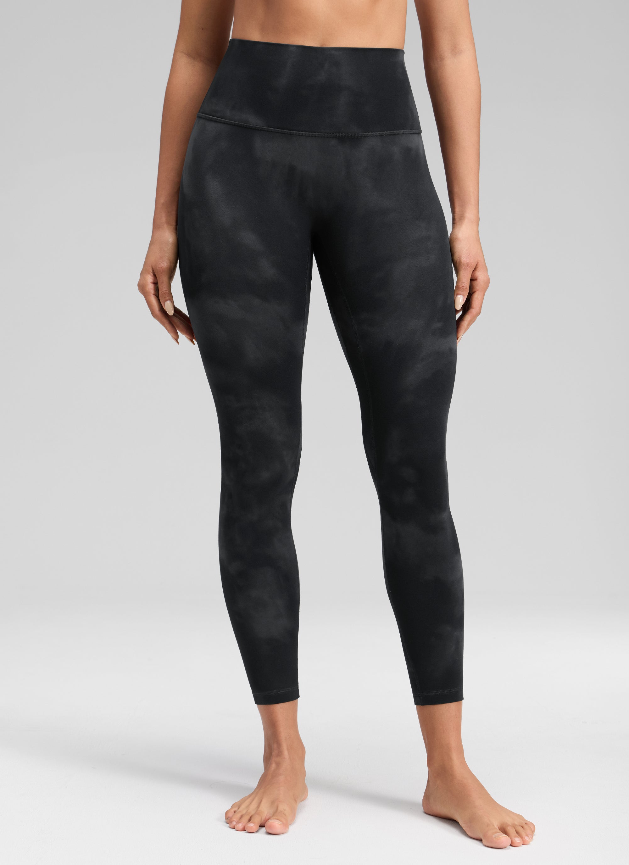 CRZ YOGA Quần legging Butterluxe nữ Butterluxe cạp cao, không đường may phía trước, dài 25 inch, màu đen, họa tiết hoa tie-dye