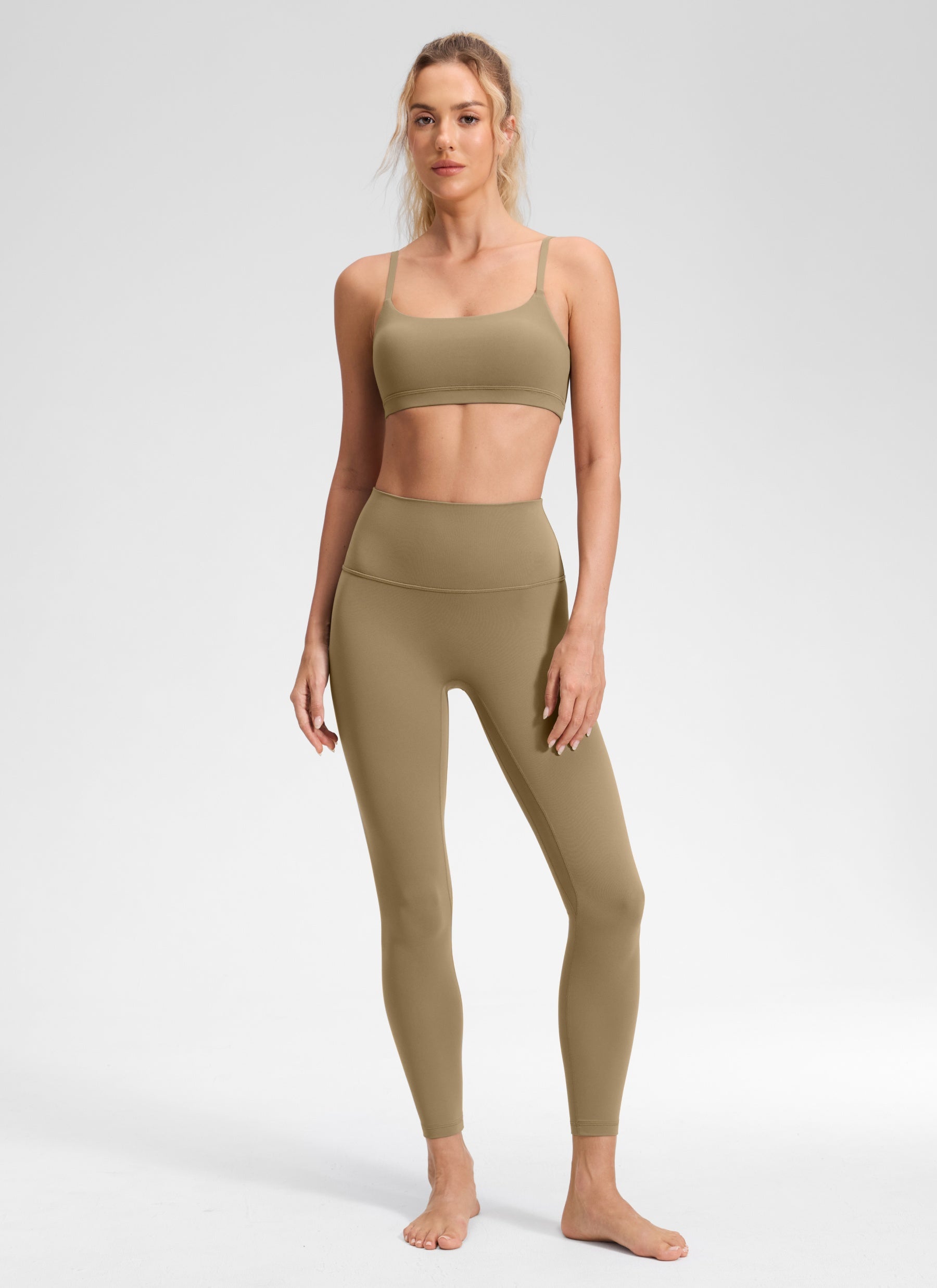 CRZ YOGA Women's Butterluxe Yoga High Rise No Front Seam Legging 25'' Soul Brown @model_info:Anna