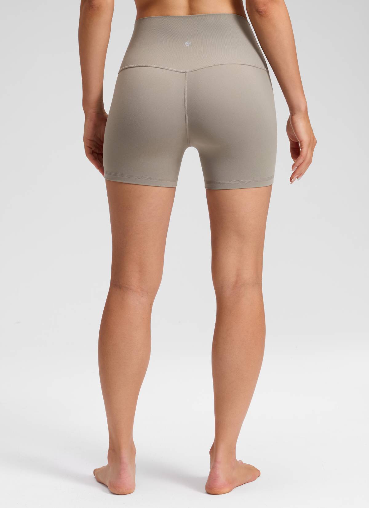 CRZ YOGA Wanita Butterluxe Seluar Pendek Yoga Tinggi Tanpa Jahitan Depan 4'' Kelabu Abu Hangat