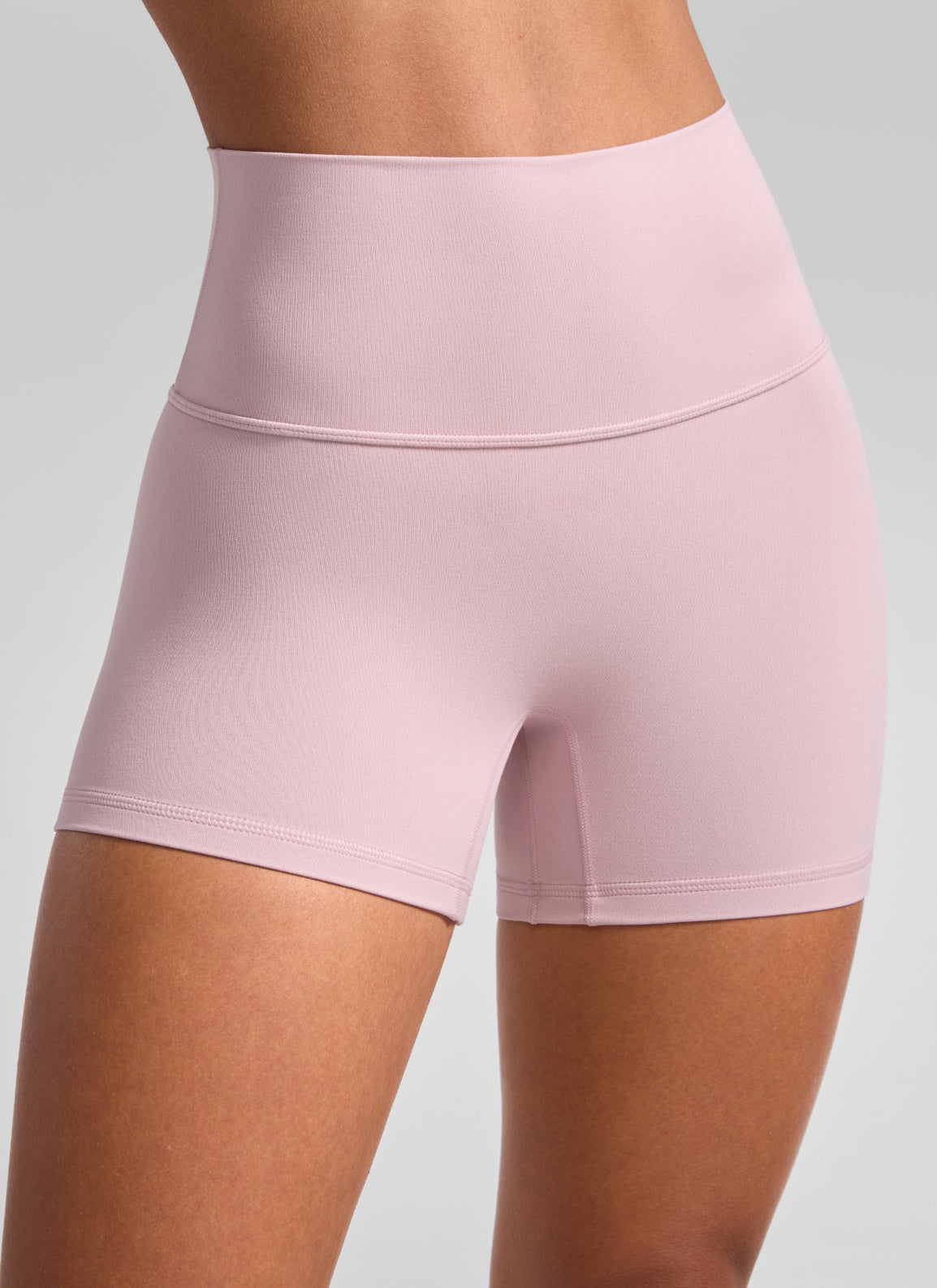 CRZ YOGA Wanita Butterluxe Seluar Pendek Yoga Tinggi Tanpa Jahitan Depan 4'' Pink Haze