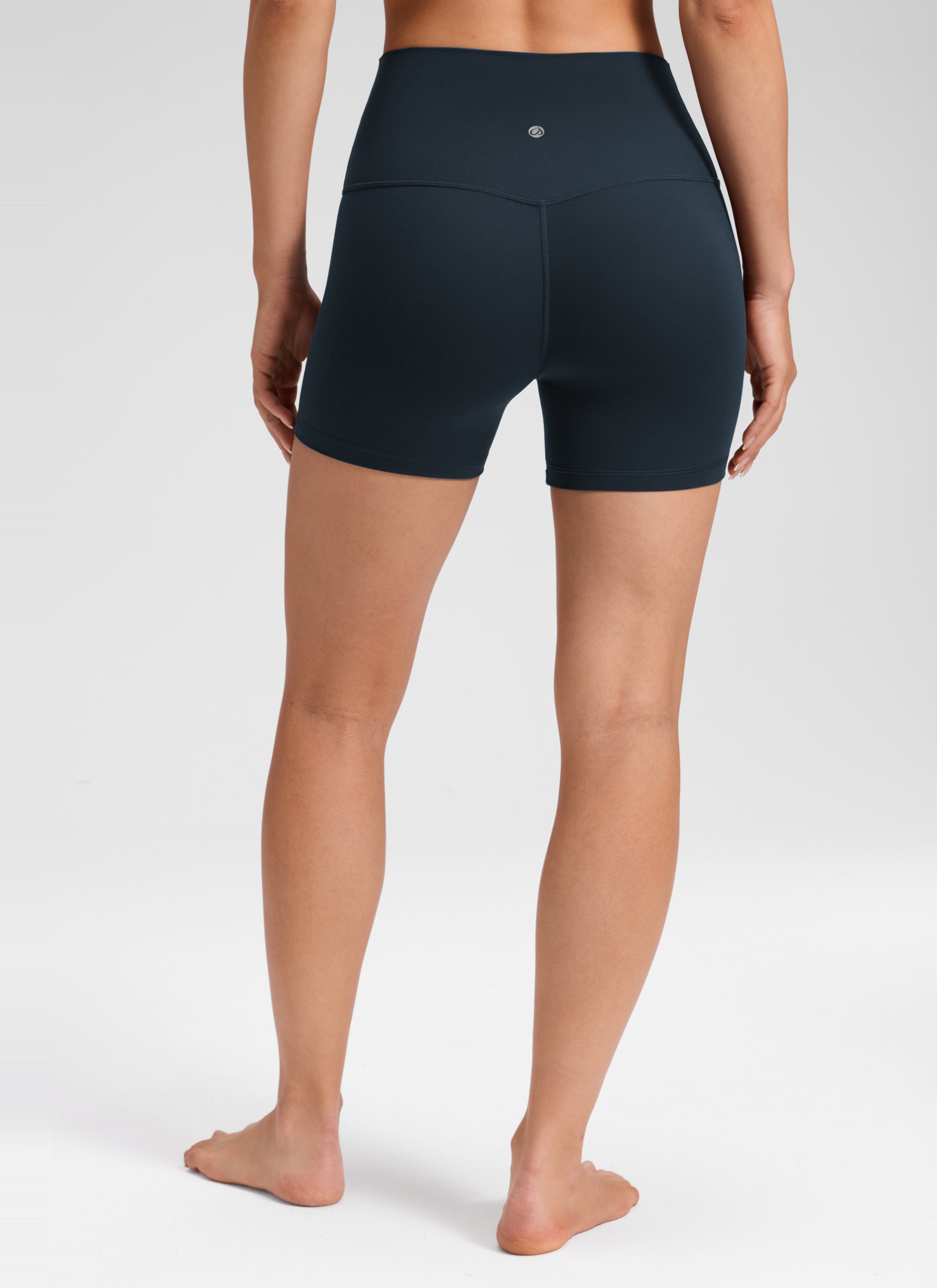 CRZ YOGA Wanita Butterluxe Seluar Pendek Yoga Tinggi Tanpa Jahitan Depan 4'' Biru Laut Sejati