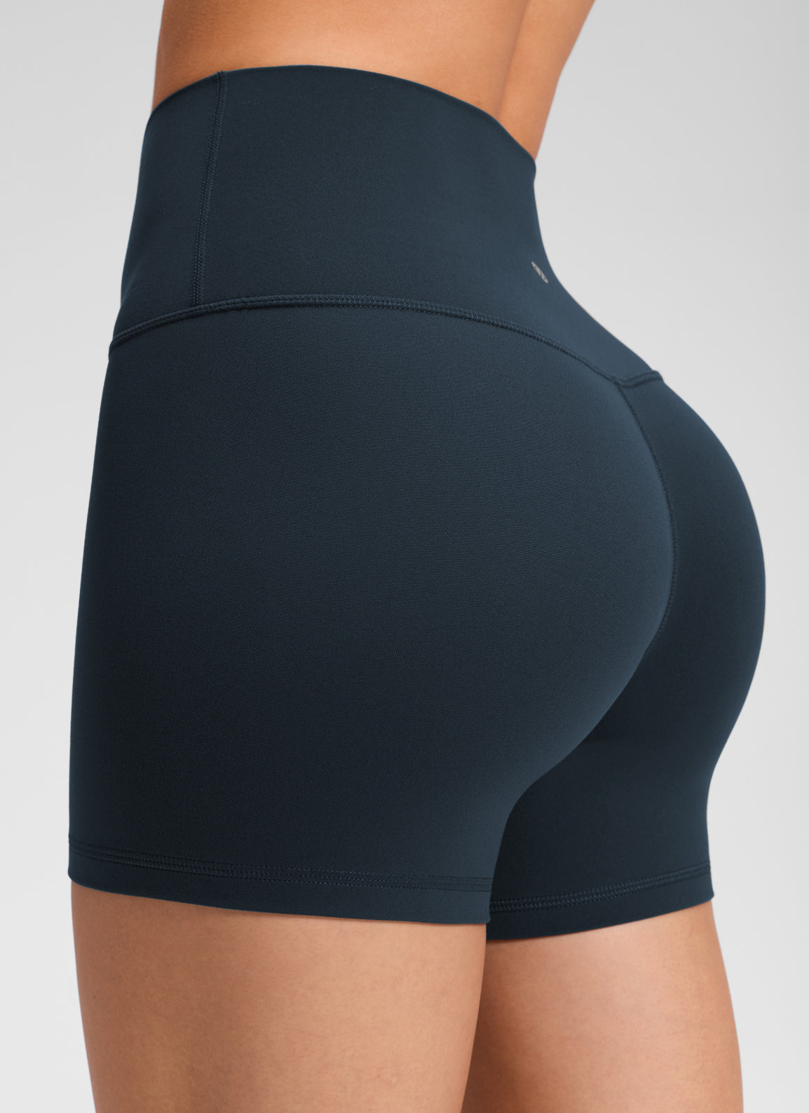 CRZ YOGA Wanita Butterluxe Seluar Pendek Yoga Tinggi Tanpa Jahitan Depan 4'' Biru Laut Sejati