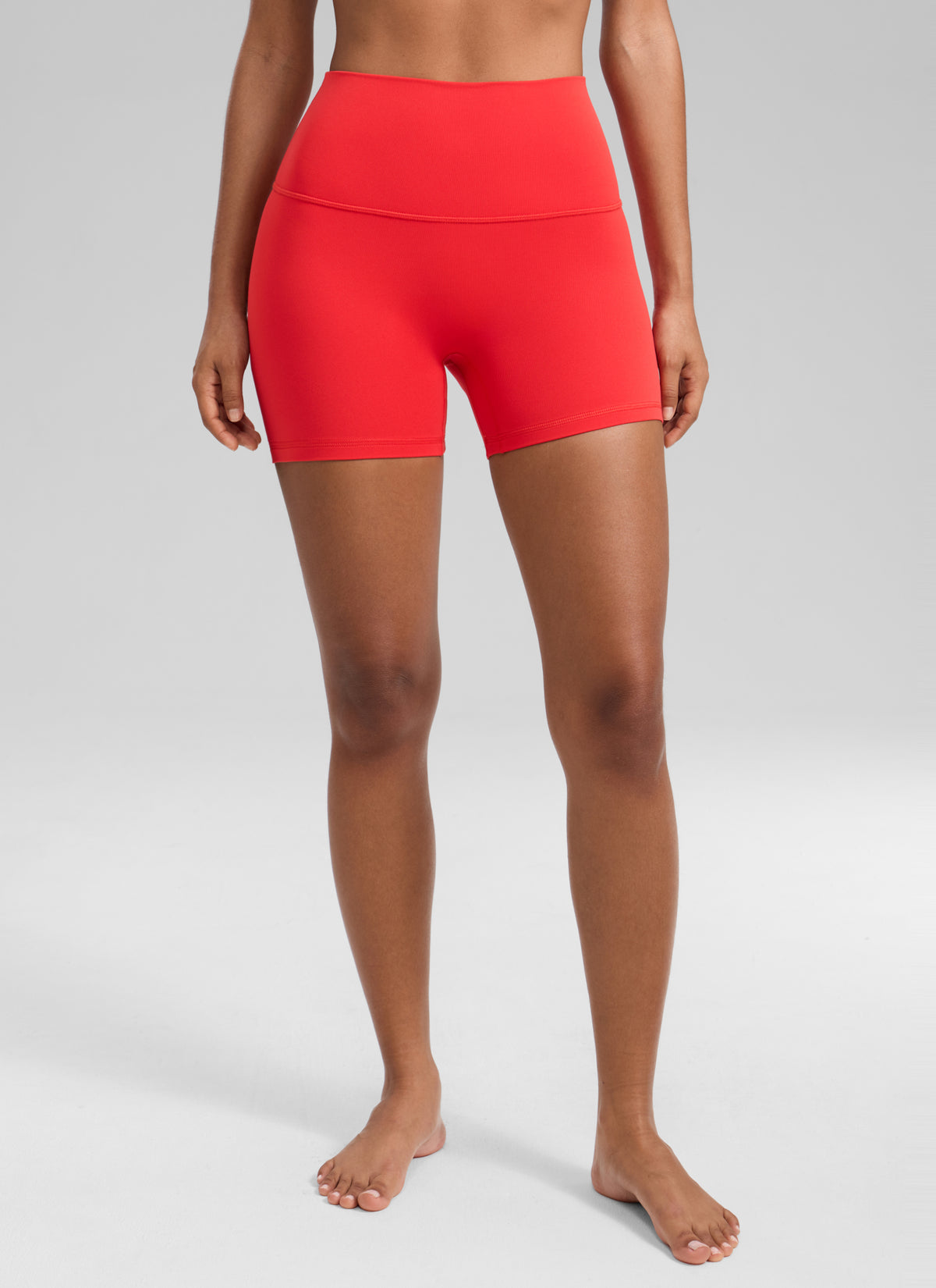 CRZ YOGA Women's Butterluxe Yoga High Rise No Front Seam Shorts 4'' Deep Red @model_info:T