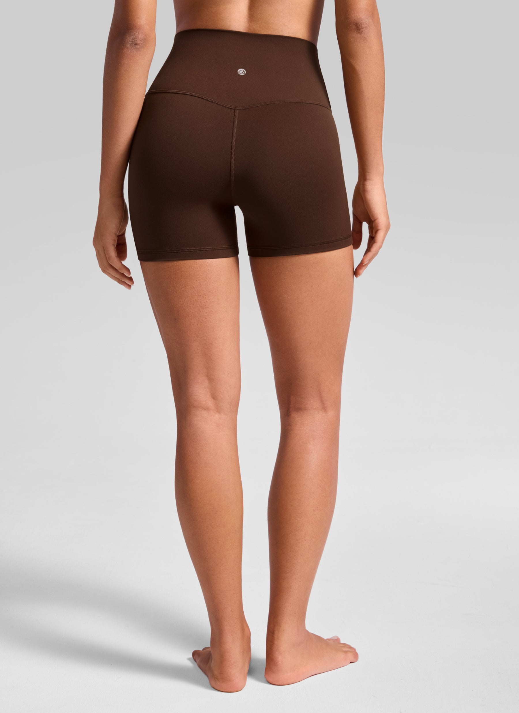 CRZ YOGA Wanita Butterluxe Seluar Pendek Yoga Tinggi Tanpa Jahitan Depan 4'' Coklat Lava
