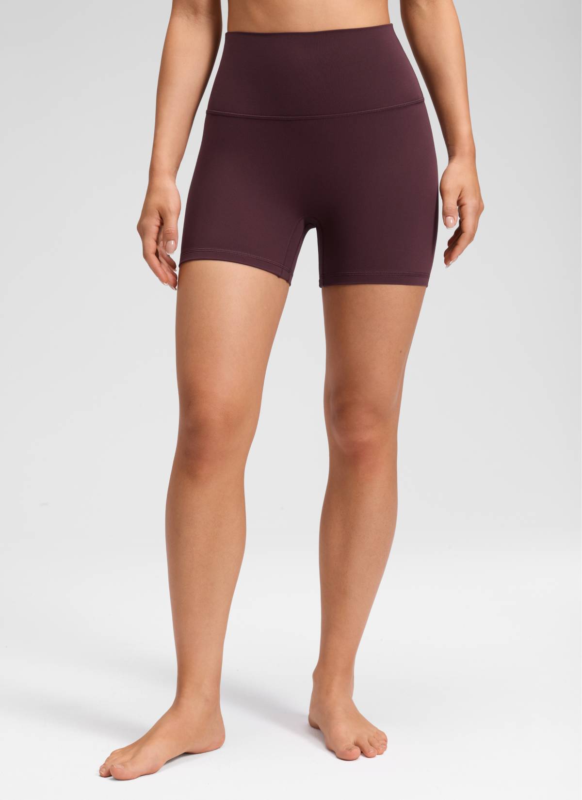 CRZ YOGA Wanita Butterluxe Seluar Pendek Yoga Tinggi Tanpa Jahitan Depan Plum Masak 4''