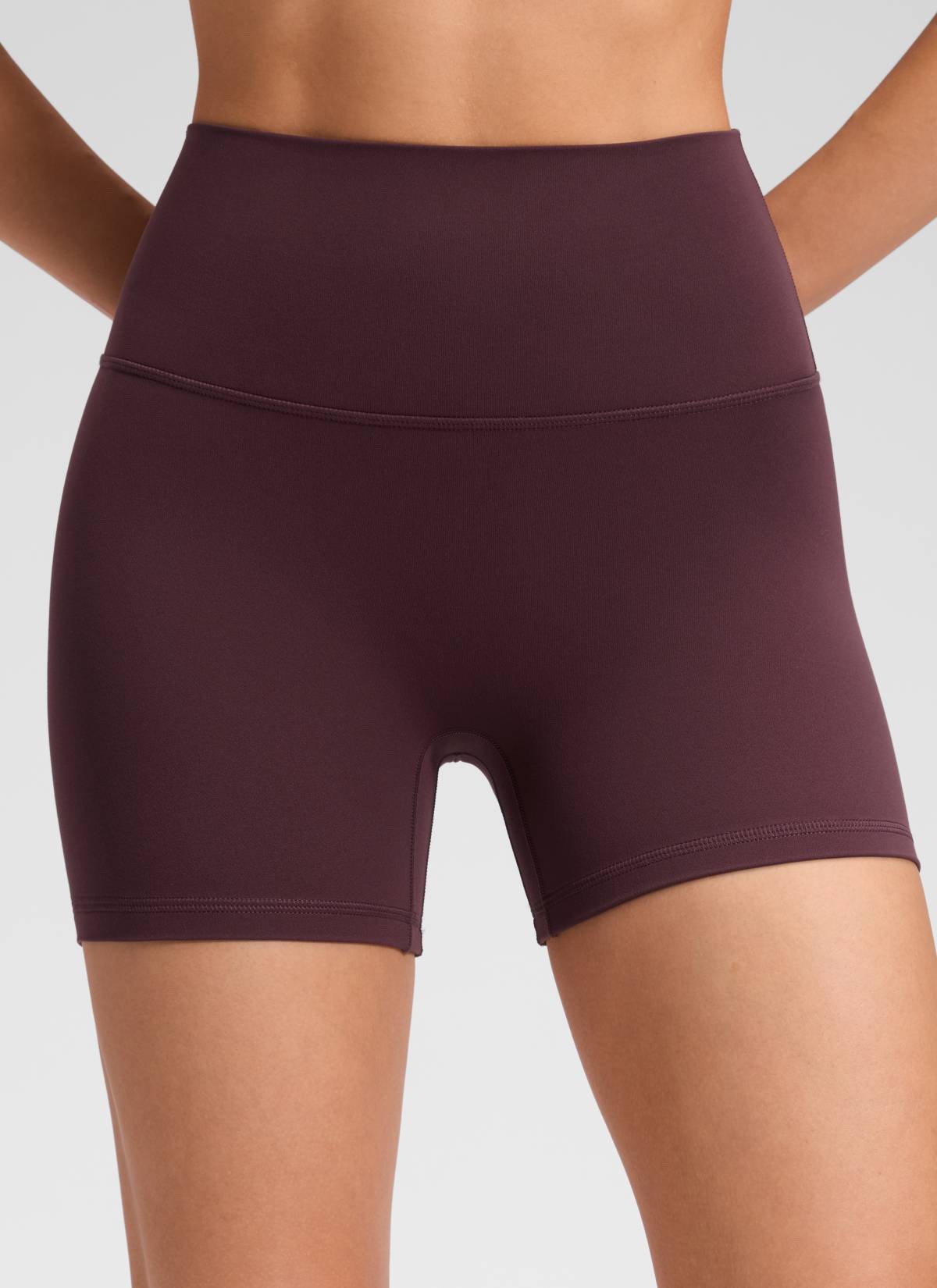 CRZ YOGA Wanita Butterluxe Seluar Pendek Yoga Tinggi Tanpa Jahitan Depan Plum Masak 4''