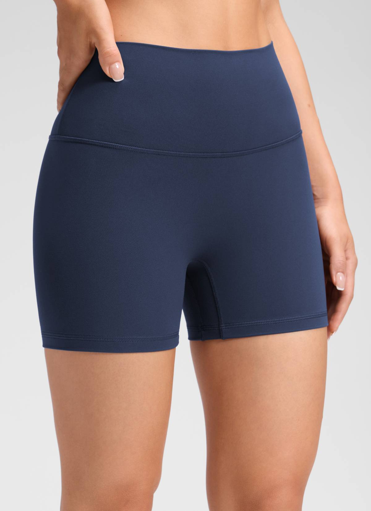 CRZ YOGA Wanita Butterluxe Seluar Pendek Yoga Tinggi Tanpa Jahitan Depan 4'' Biru Kelab