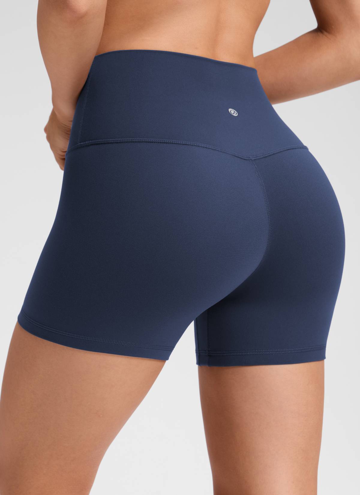 CRZ YOGA Wanita Butterluxe Seluar Pendek Yoga Tinggi Tanpa Jahitan Depan 4'' Biru Kelab