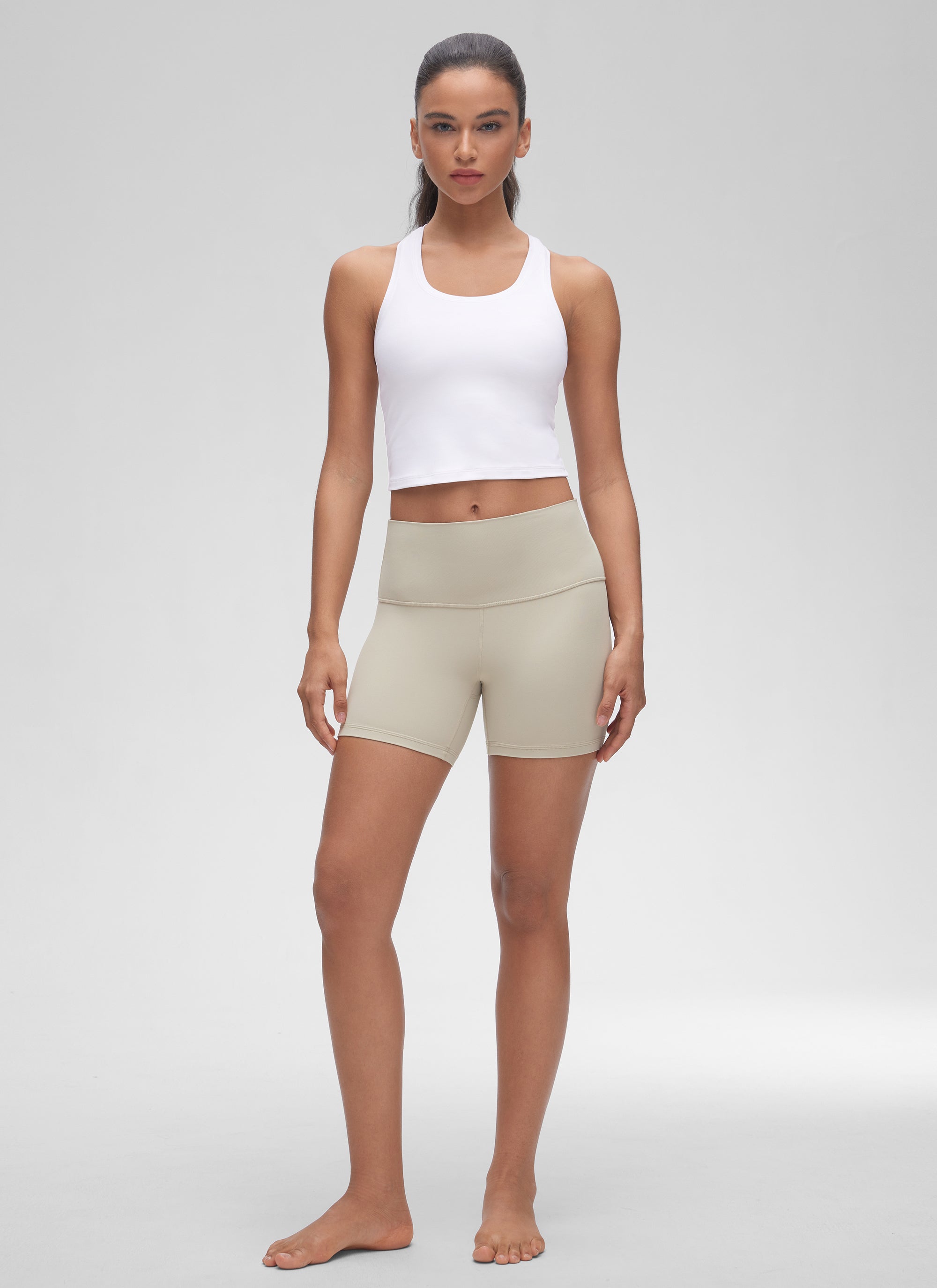 CRZ YOGA Áo thun yoga ngắn tay cổ tròn, lưng khoét sâu dành cho nữ " Butterluxe " màu trắng