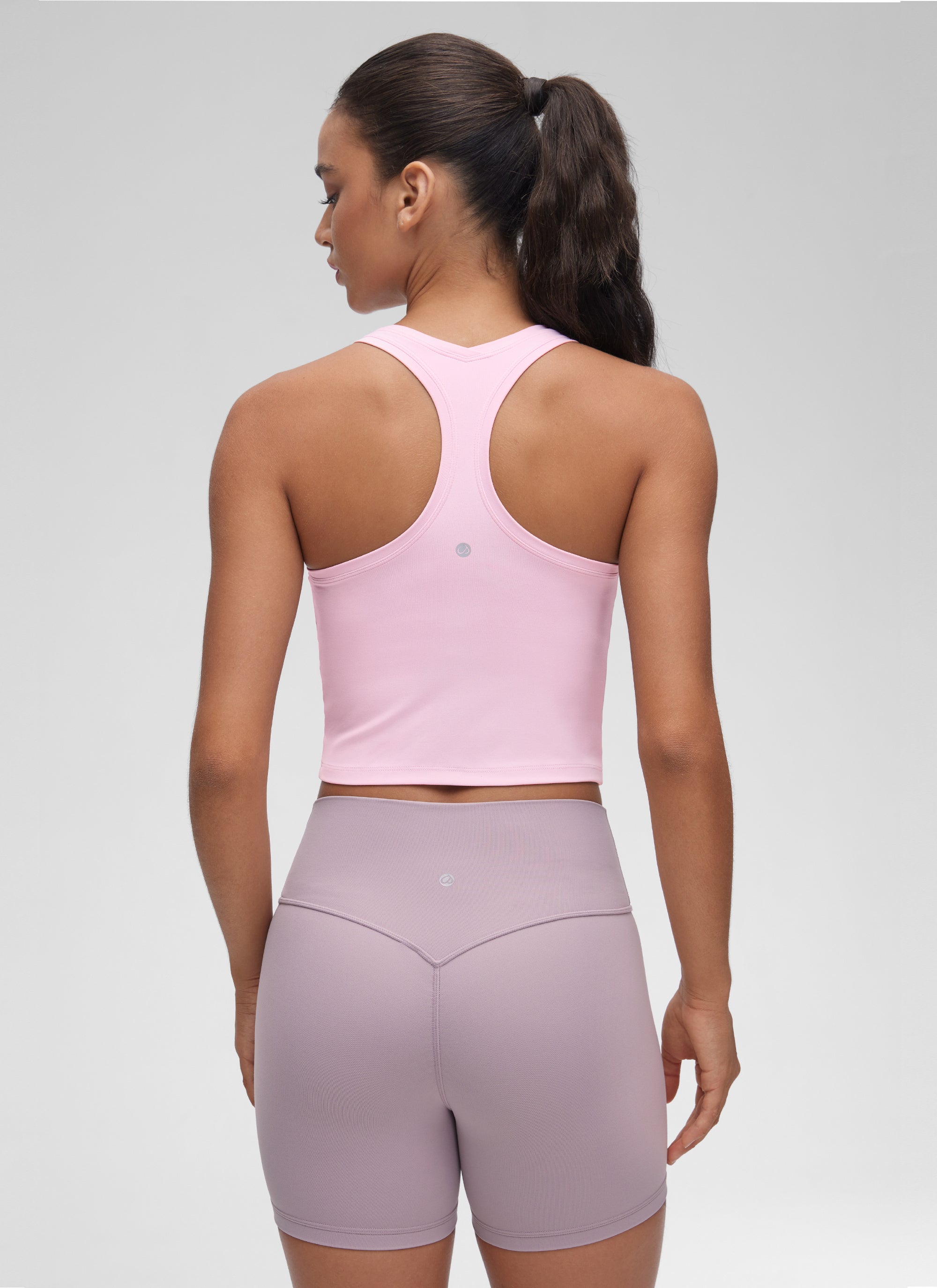 CRZ YOGA Áo thun yoga ngắn tay cổ tròn, lưng bơi dành cho nữ " Butterluxe " màu hồng hoa mẫu đơn