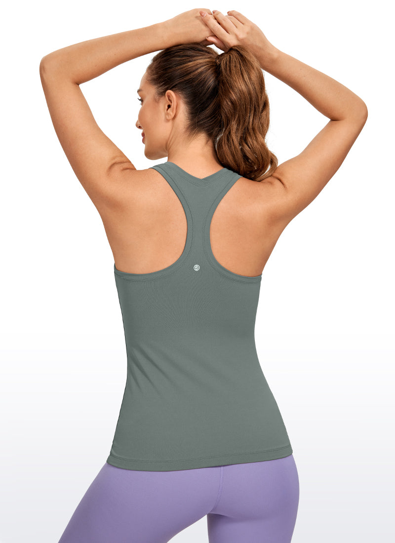 CRZ YOGA เสื้อโยคะสำหรับผู้หญิงแบบสลิมฟิตButterluxe , เสื้อกล้ามแบบเรเซอร์แบ็ค สีเทาเซจ