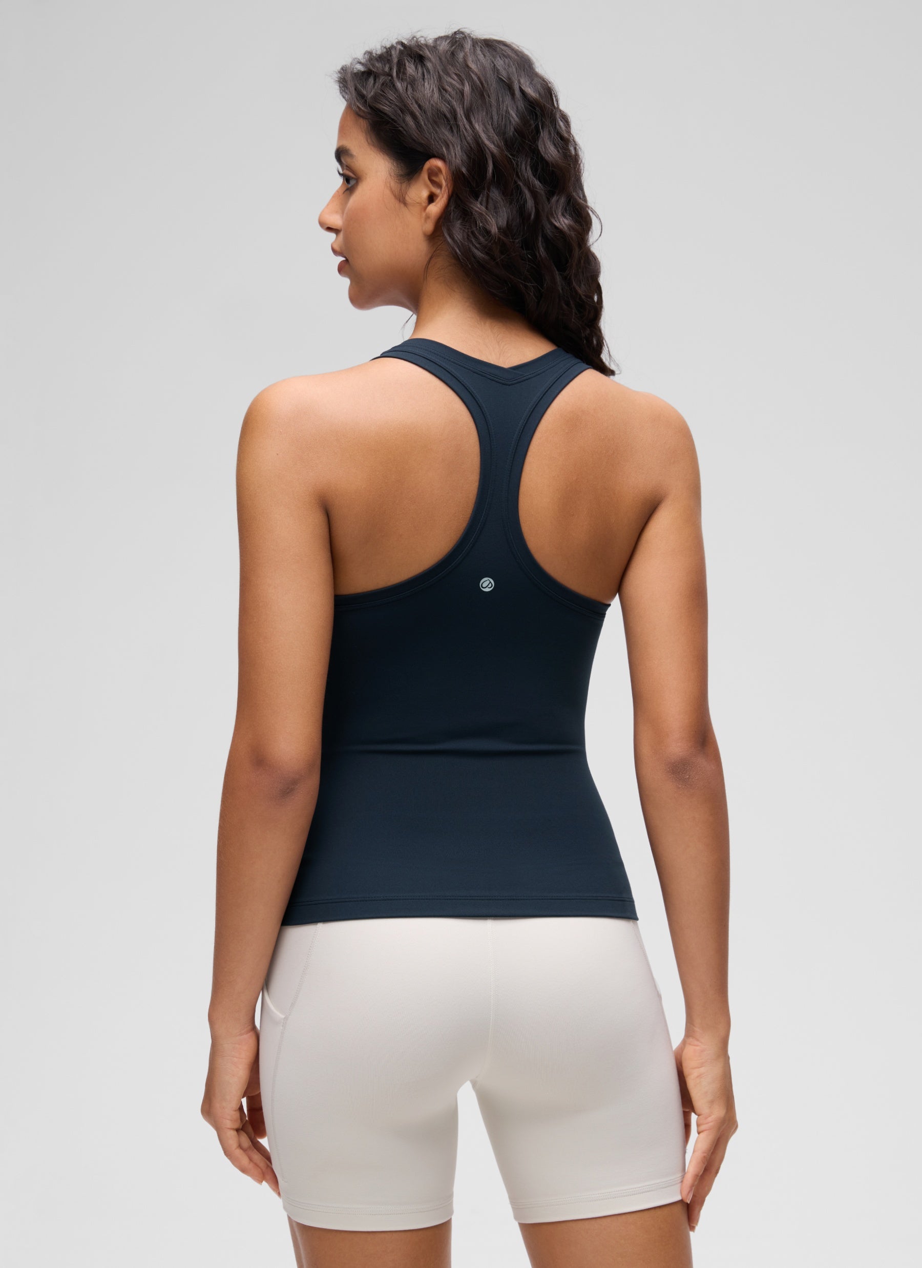 CRZ YOGA Tank Top Sukan Wanita Regular Fit Butterluxe Leher Bulat Racerback Biru Navy Tulen