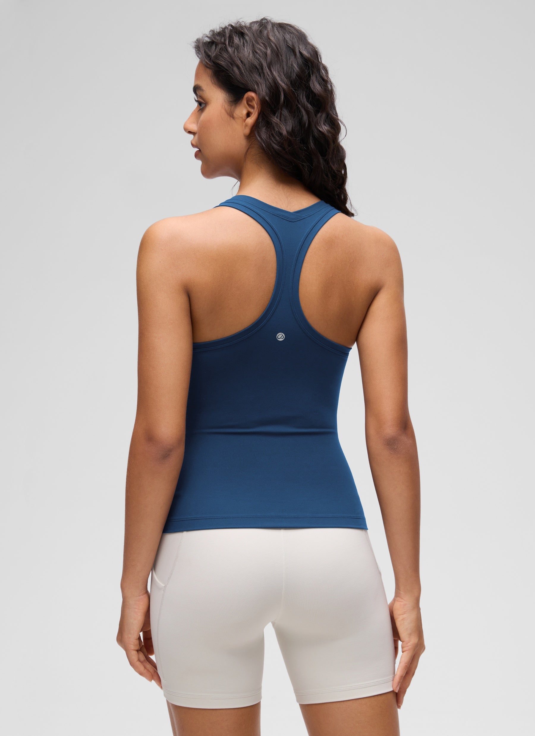 CRZ YOGA Tank Top Sukan Wanita Regular Fit Butterluxe Leher Bulat Racerback Biru Navy Perancis