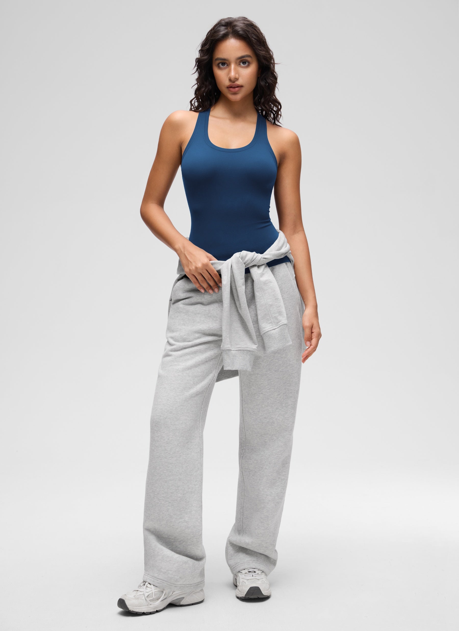 CRZ YOGA Tank Top Sukan Wanita Regular Fit Butterluxe Leher Bulat Racerback Biru Navy Perancis