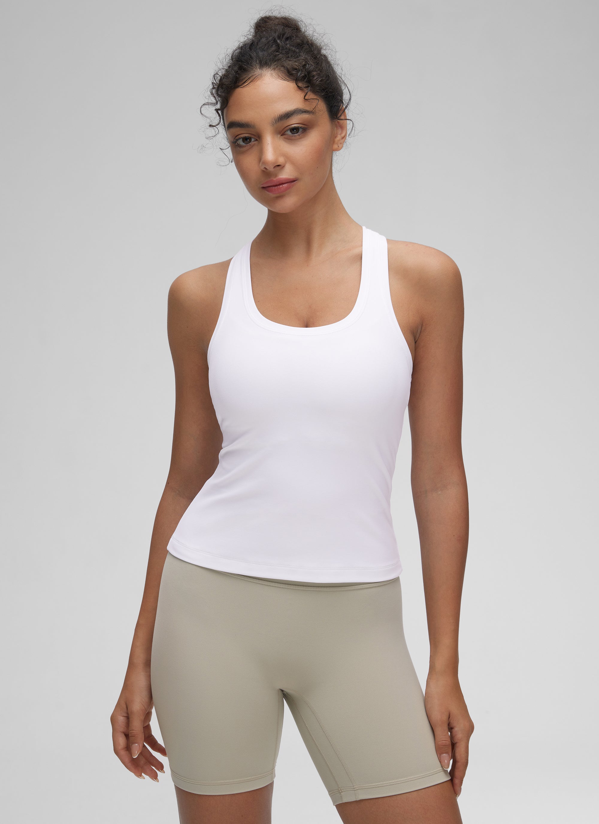 CRZ YOGA Tank Top Sukan Wanita Regular Fit Butterluxe Leher Bulat Racerback Putih