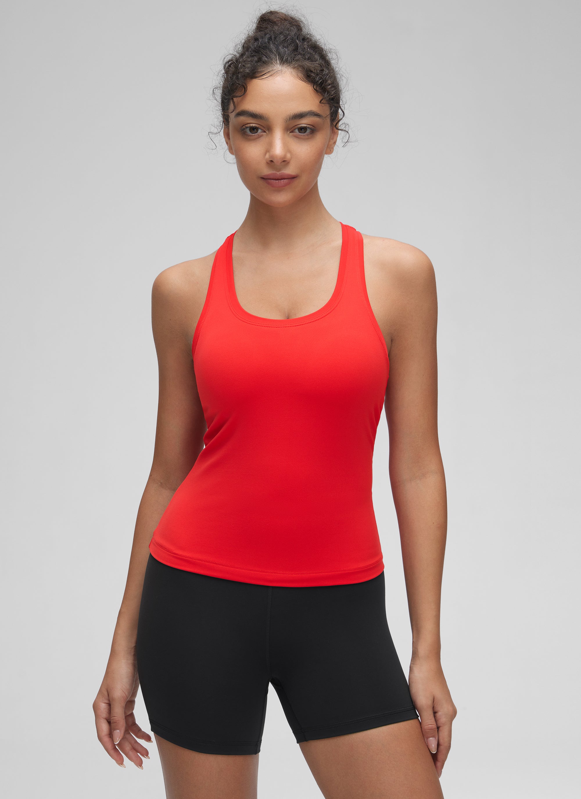 CRZ YOGA Tank Top Sukan Wanita Regular Fit Butterluxe Leher Bulat Racerback Merah Gelap