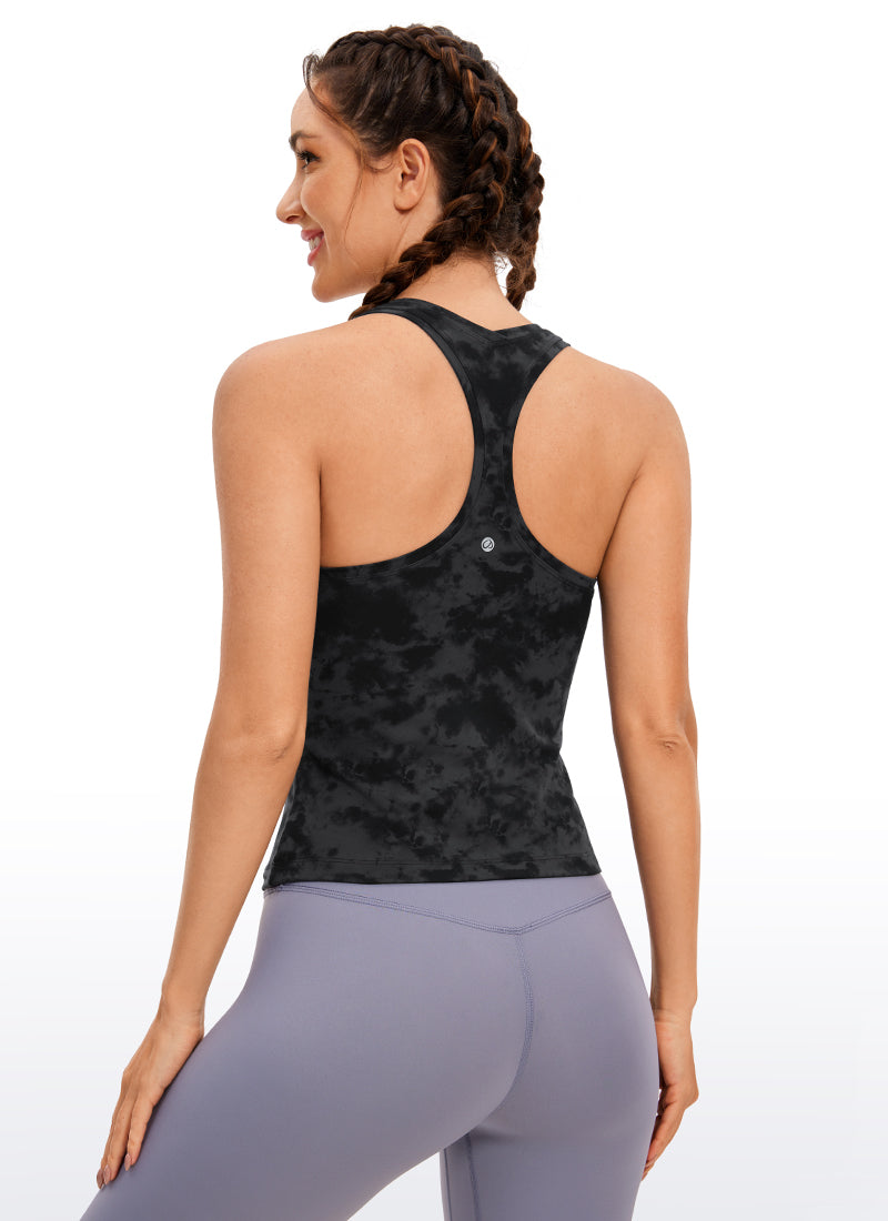 เสื้อกล้ามคอกลมทรงเรเซอร์แบ็ค Butterluxe เข้ารูปสำหรับเล่นโยคะผู้หญิง CRZ YOGA ลายมัดย้อมสโมคอินก์