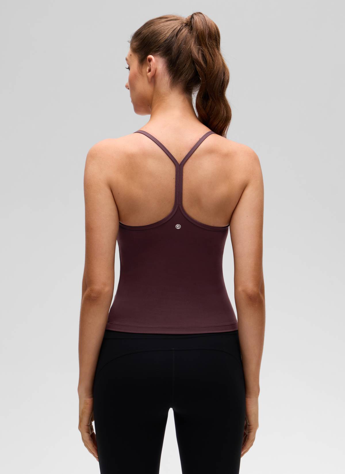 CRZ YOGA Women's Yoga Slim Fit Butterluxe Built-in Bra Tank Y Back Ripe Plum @model_info:Gelya