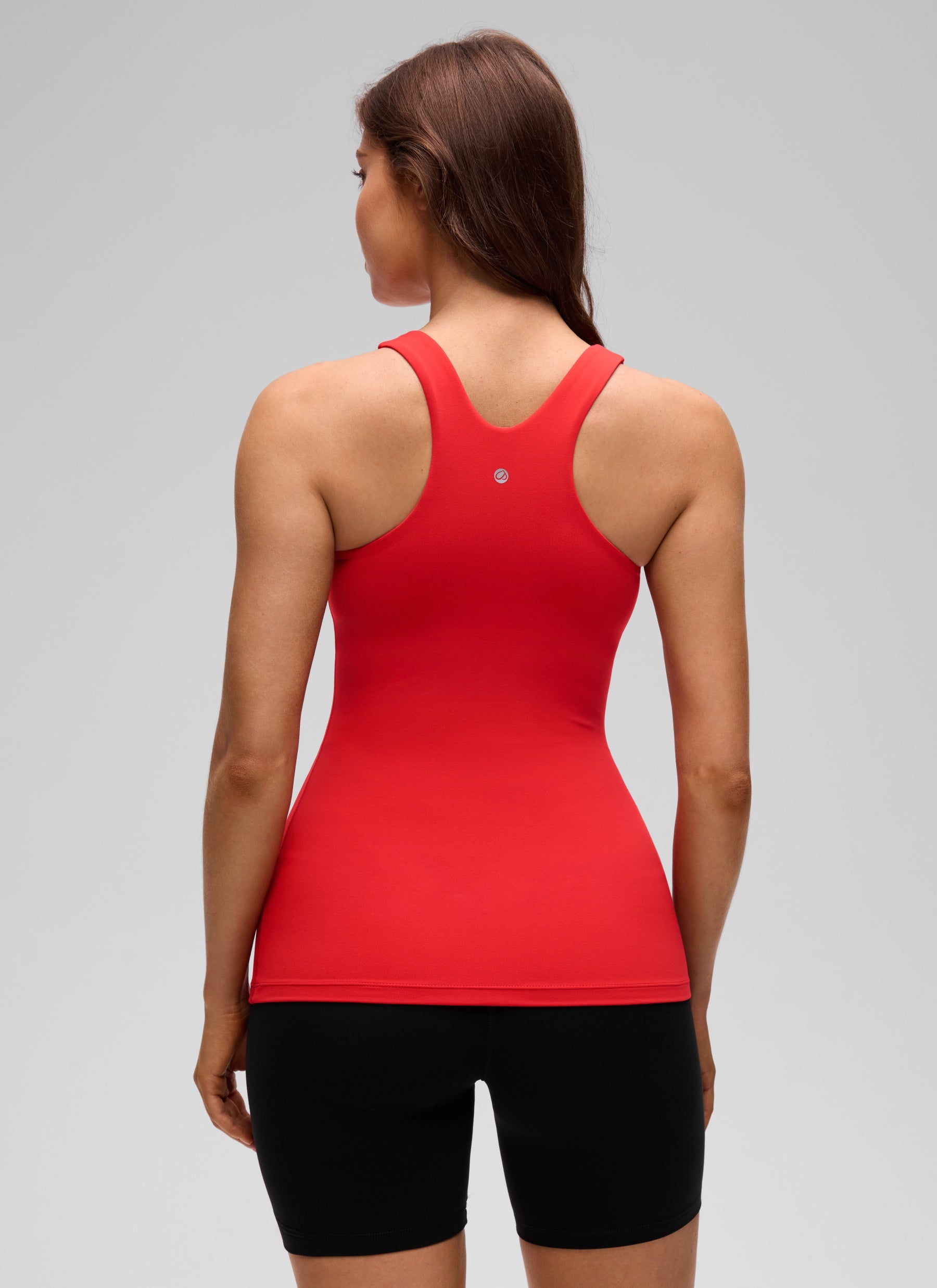 CRZ YOGA महिलाओं का योग स्लिम फिट टॉप Butterluxe टैंक रेसरबैक हाई नेक डीप रेड