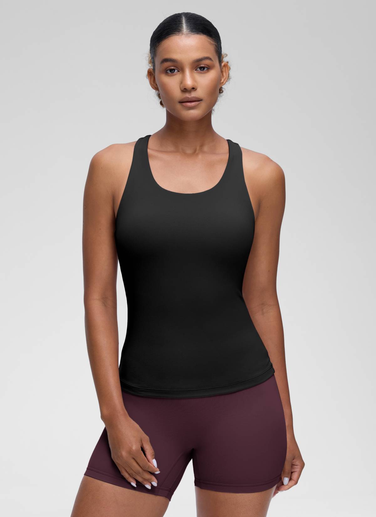 Áo thun yoga ôm sát dành cho nữ CRZ YOGA - Mẫu " Butterluxe " - Áo ba lỗ có áo lót tích hợp - Màu đen