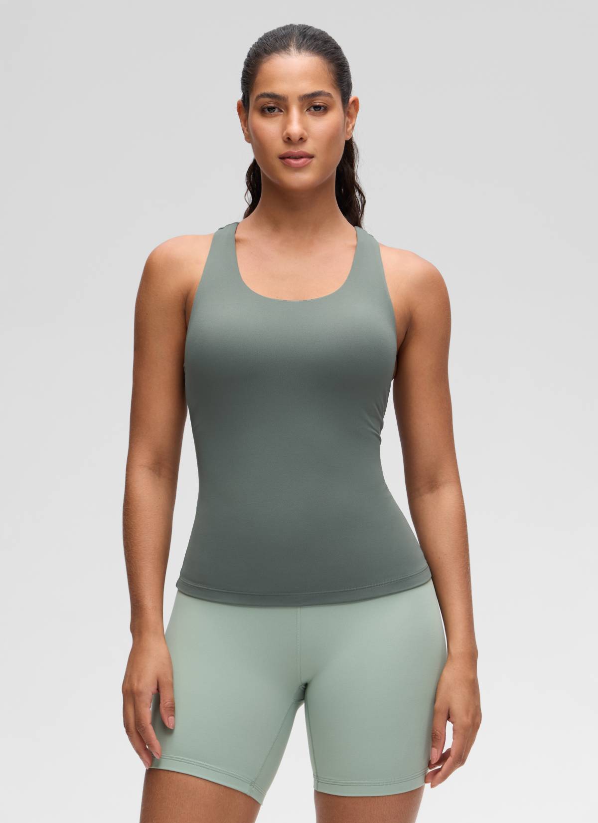 Áo thun yoga ôm sát dành cho nữ CRZ YOGA - Mẫu " Butterluxe " - Áo ba lỗ có áo lót tích hợp - Màu xám Sage