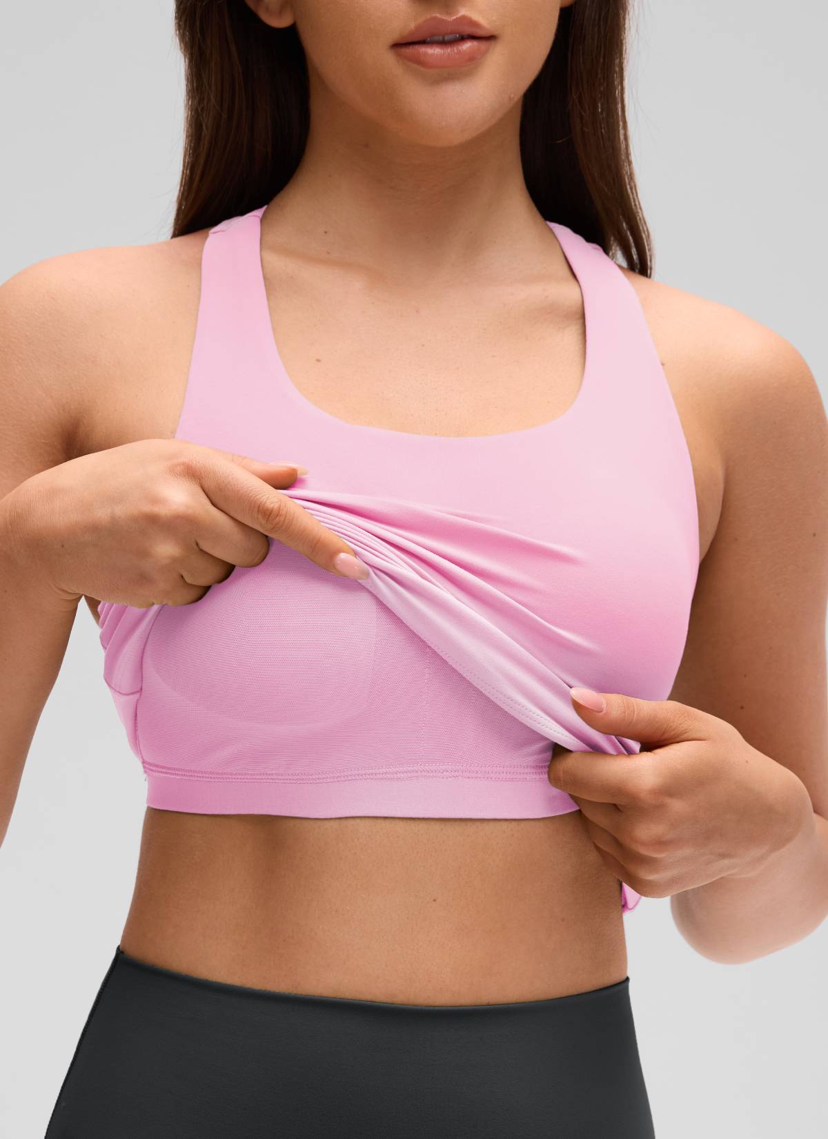 CRZ YOGA Women's Yoga Tight Fit Tops Butterluxe Built-in Bra Tank Pink Peony @model_info:Brooklyn