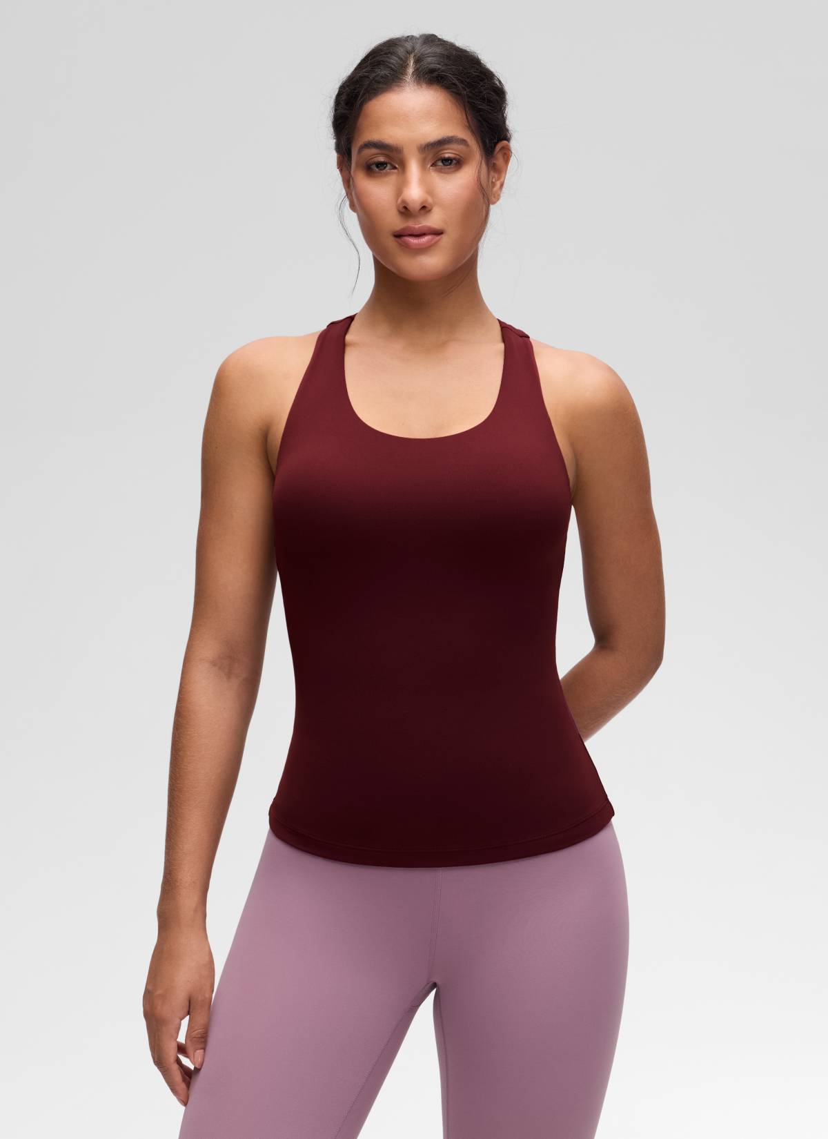 Áo thun yoga ôm sát dành cho nữ CRZ YOGA - Mẫu áo ba lỗ có áo lót tích hợp " Butterluxe " màu đỏ Merlot