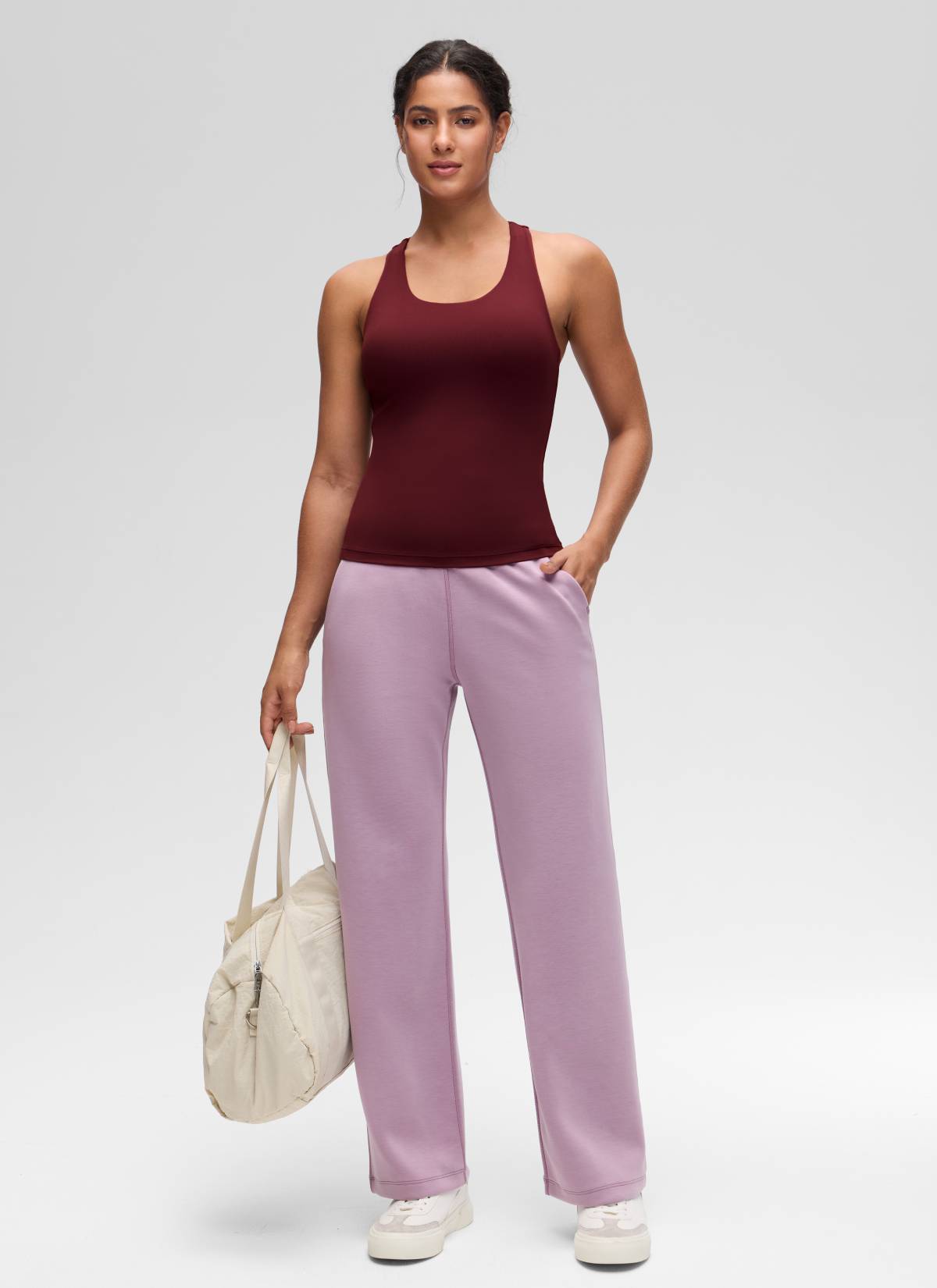 Áo thun yoga ôm sát dành cho nữ CRZ YOGA - Mẫu áo ba lỗ có áo lót tích hợp " Butterluxe " màu đỏ Merlot