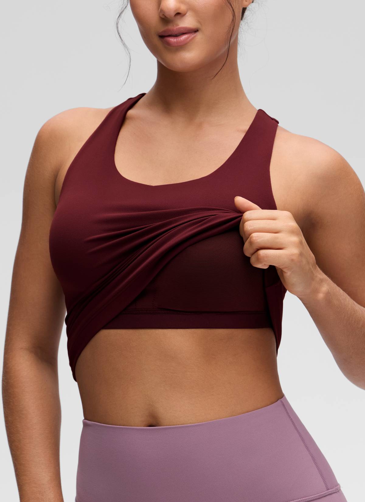 Áo thun yoga ôm sát dành cho nữ CRZ YOGA - Mẫu áo ba lỗ có áo lót tích hợp " Butterluxe " màu đỏ Merlot