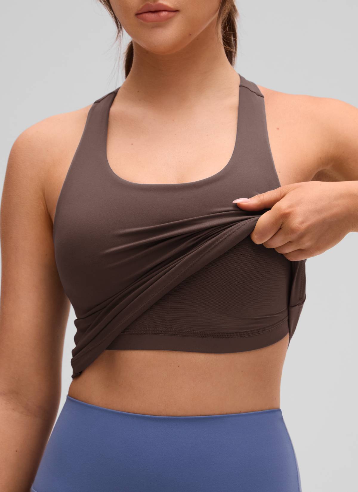 Áo thun yoga ôm sát dành cho nữ CRZ YOGA - Mẫu áo ba lỗ có áo lót tích hợp " Butterluxe " - Màu nâu sô-cô-la nóng
