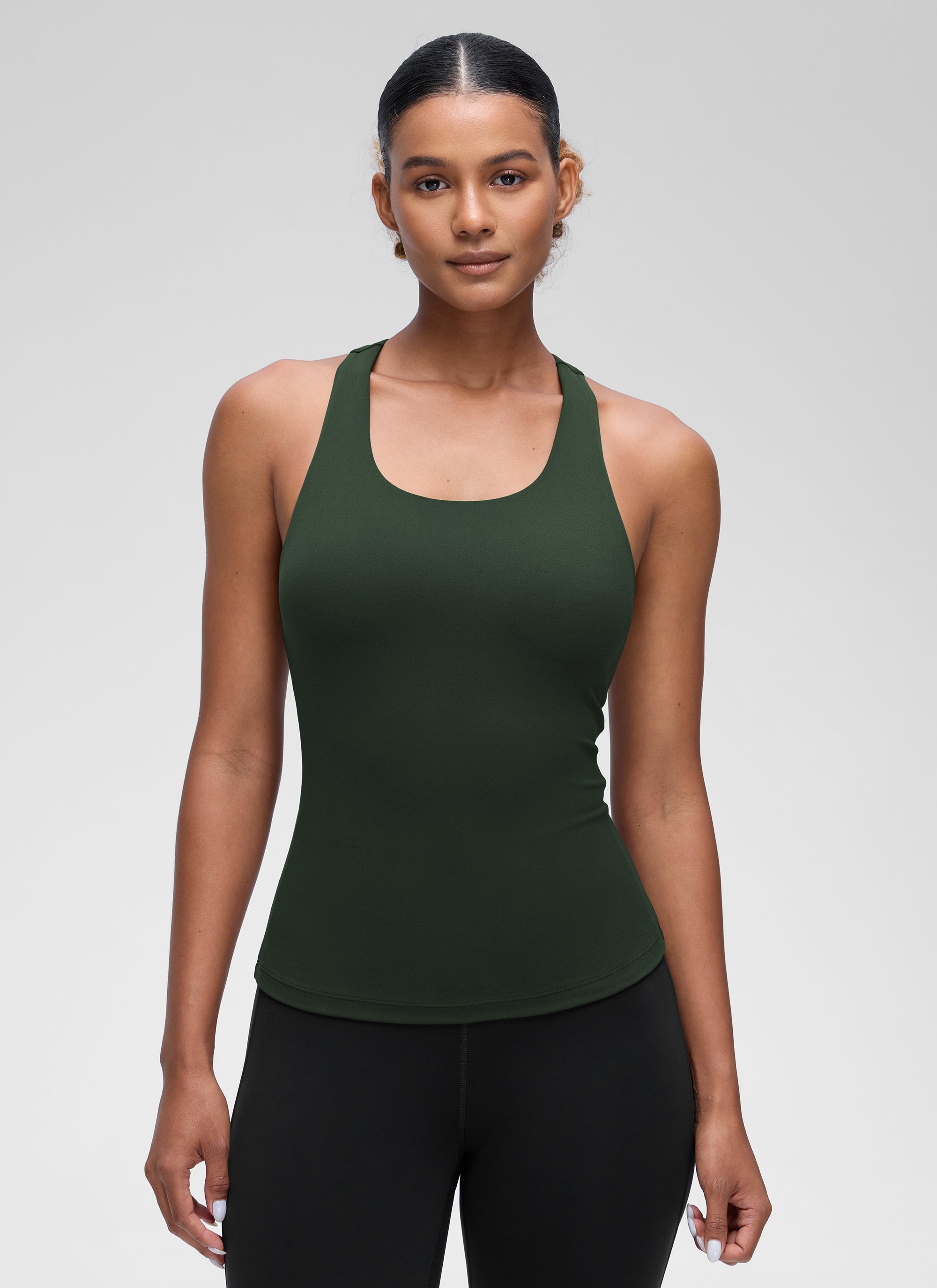 Áo thun yoga ôm sát dành cho nữ CRZ YOGA - Mẫu áo ba lỗ có áo lót tích hợp " Butterluxe " màu xanh lá cây Legend