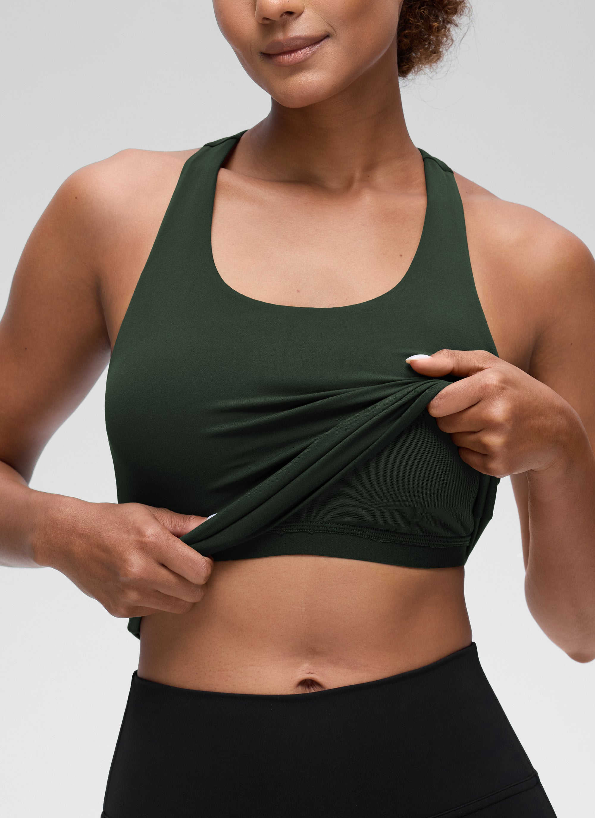 Áo thun yoga ôm sát dành cho nữ CRZ YOGA - Mẫu áo ba lỗ có áo lót tích hợp " Butterluxe " màu xanh lá cây Legend