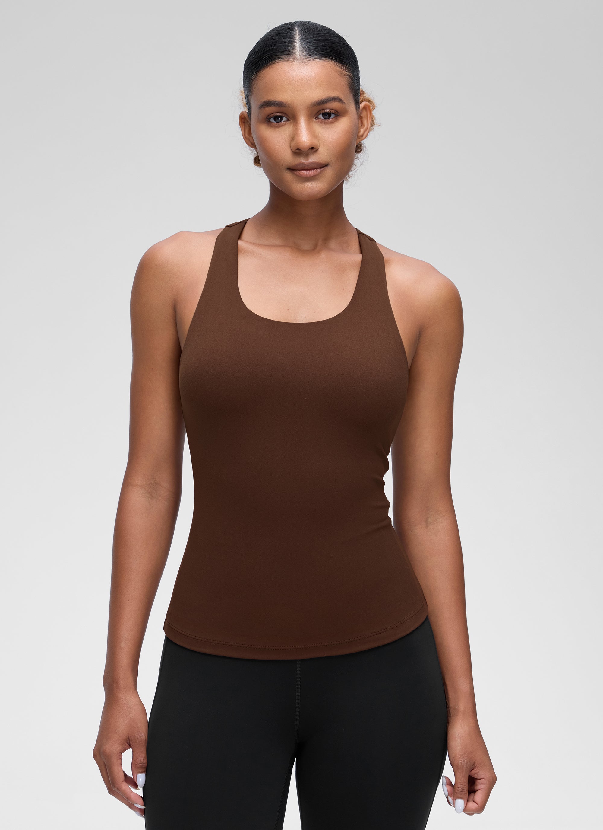 Áo thun yoga ôm sát dành cho nữ CRZ YOGA - Mẫu áo ba lỗ có áo lót tích hợp " Butterluxe " màu nâu Lava
