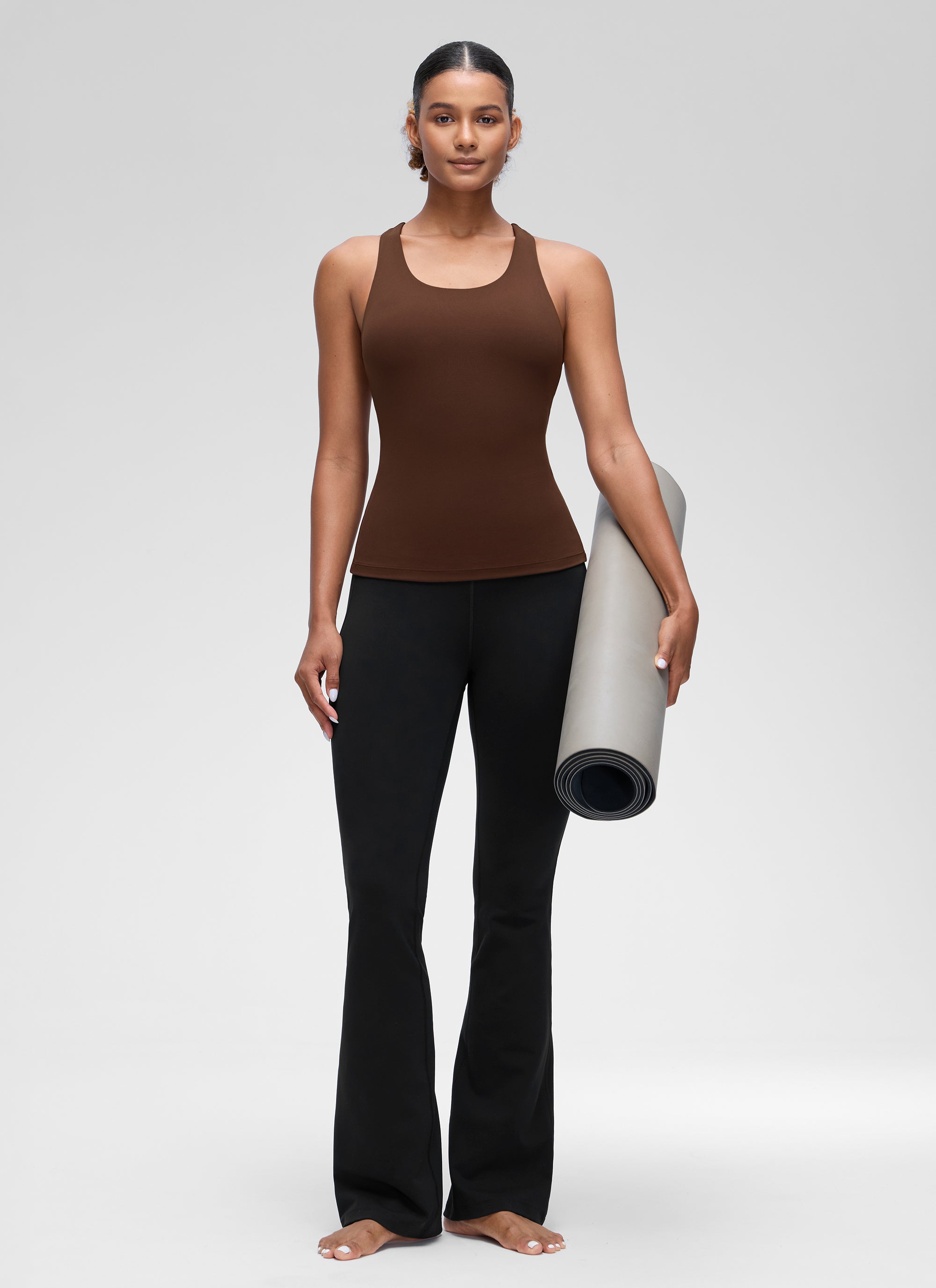 Áo thun yoga ôm sát dành cho nữ CRZ YOGA - Mẫu áo ba lỗ có áo lót tích hợp " Butterluxe " màu nâu Lava