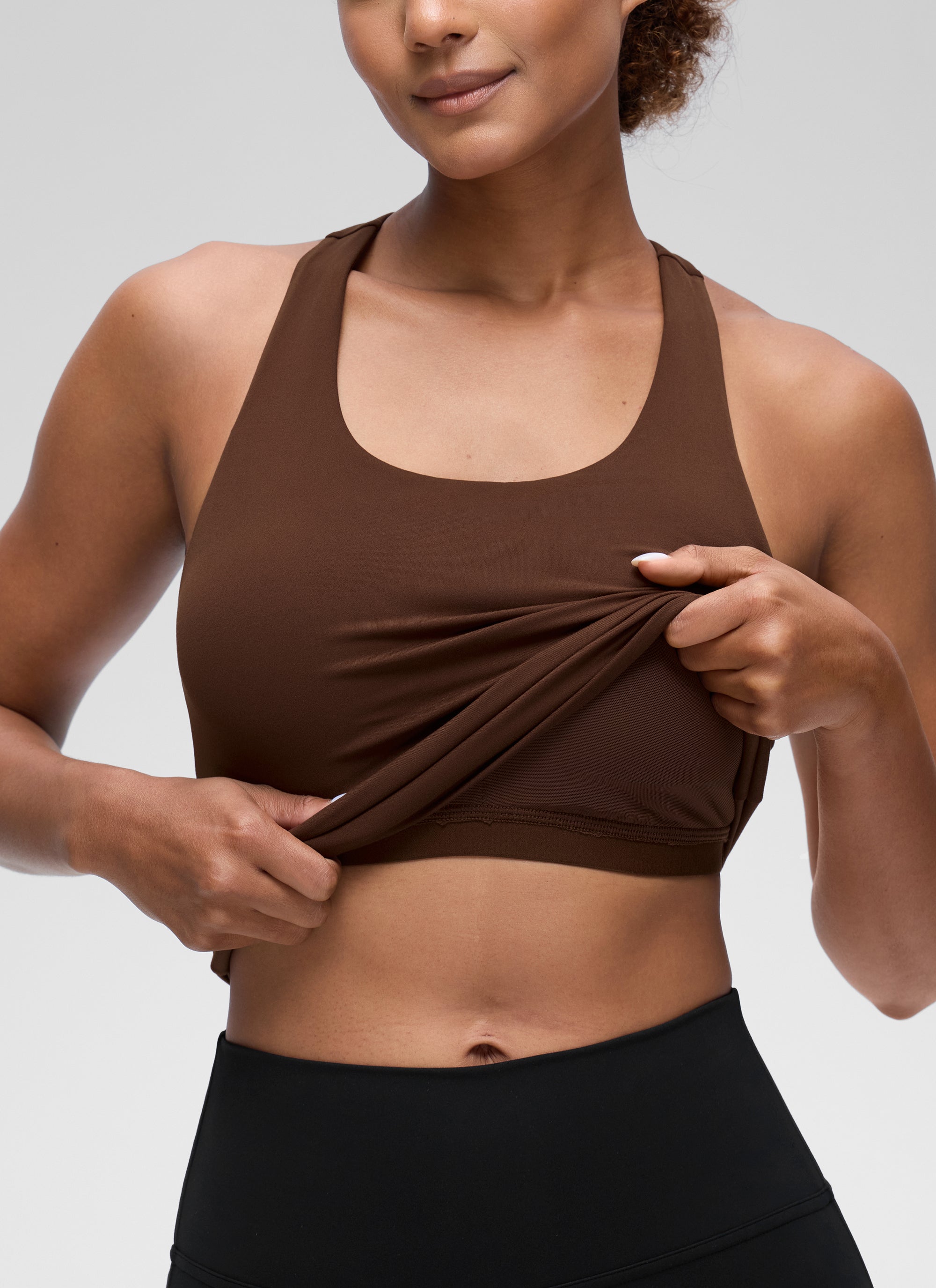 Áo thun yoga ôm sát dành cho nữ CRZ YOGA - Mẫu áo ba lỗ có áo lót tích hợp " Butterluxe " màu nâu Lava