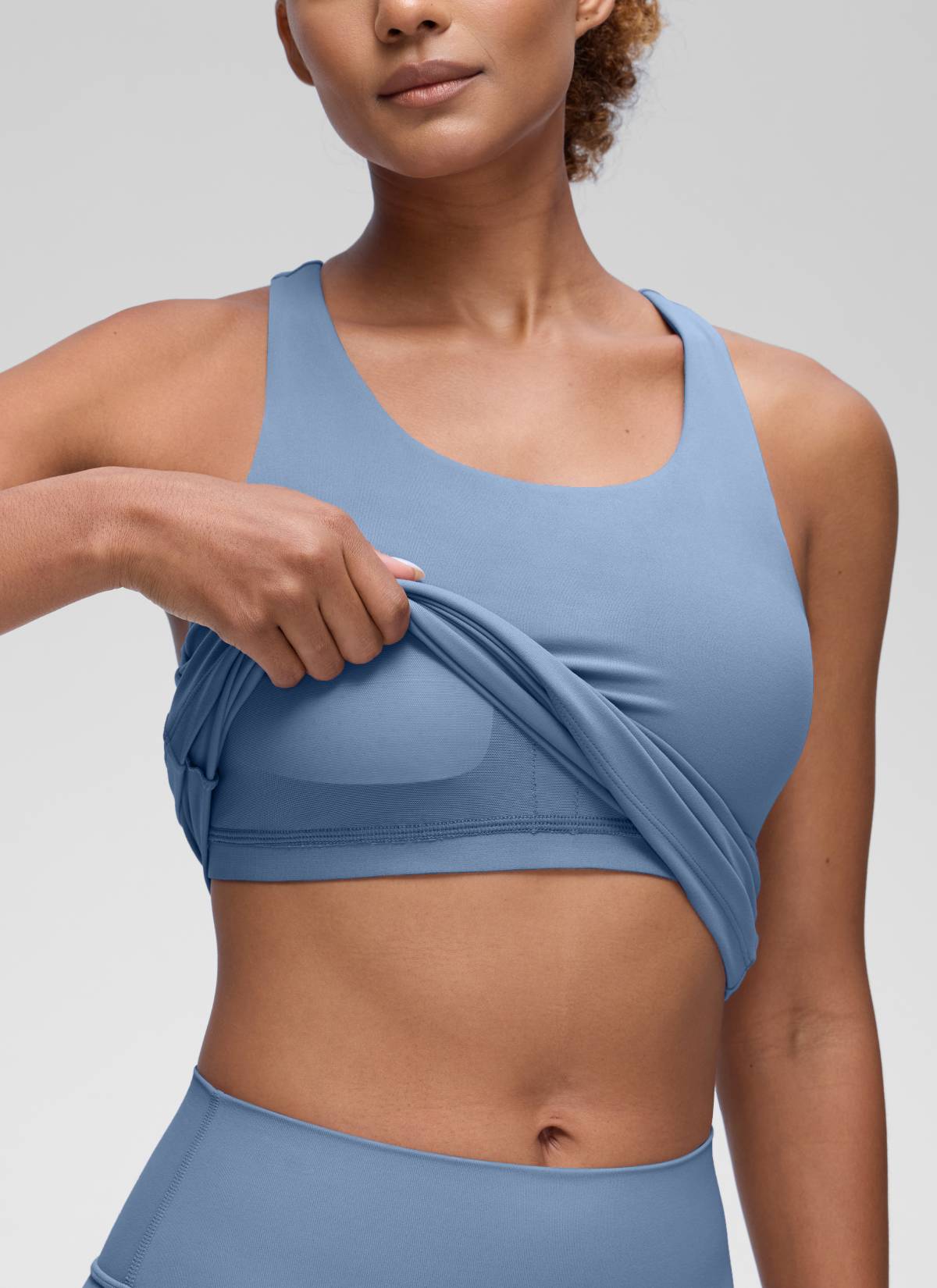 Áo thun yoga ôm sát dành cho nữ CRZ YOGA - Mẫu " Butterluxe " - Áo ba lỗ có áo lót tích hợp, chất liệu denim đã qua xử lý