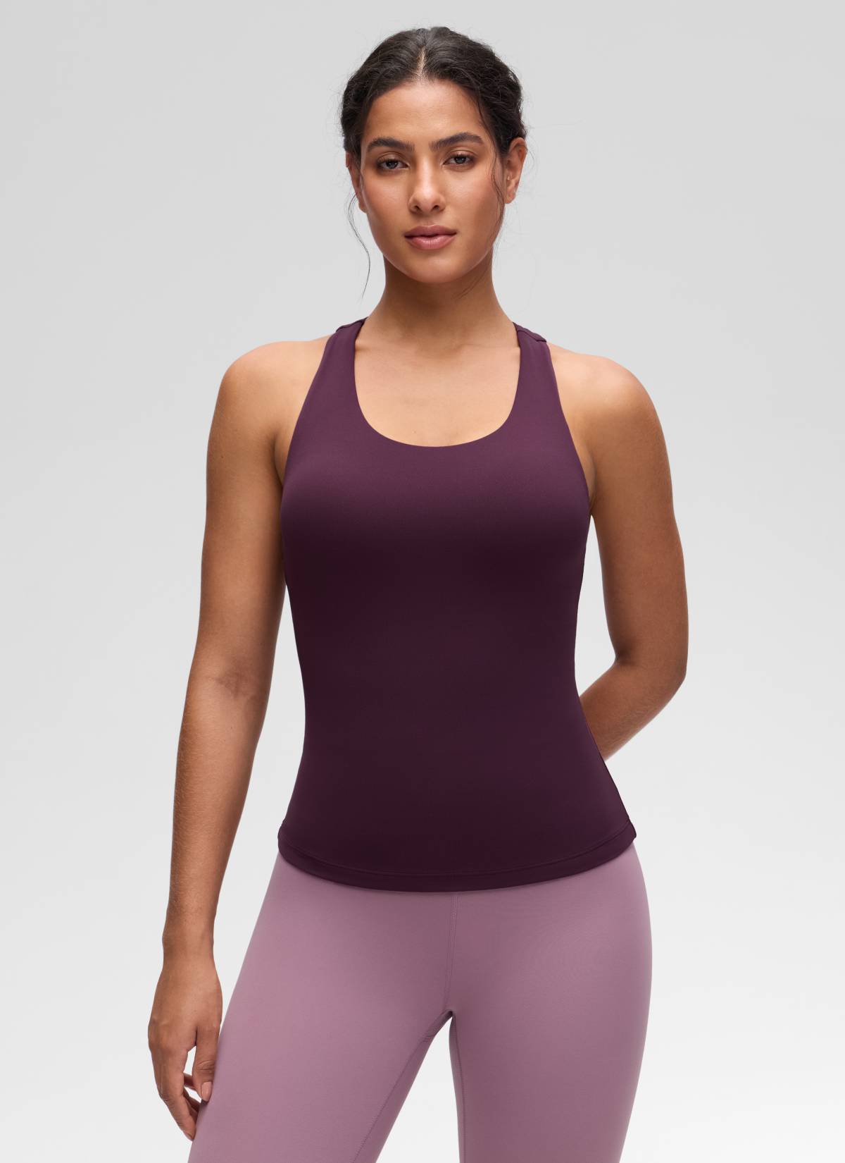 Áo thun yoga ôm sát dành cho nữ CRZ YOGA - Mẫu áo ba lỗ có áo lót tích hợp " Butterluxe " - Màu tím đậm