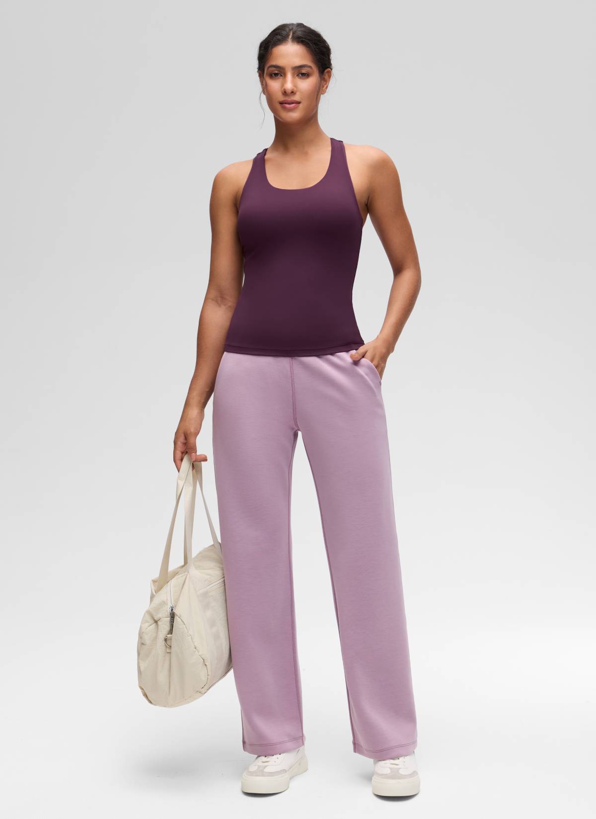 Áo thun yoga ôm sát dành cho nữ CRZ YOGA - Mẫu áo ba lỗ có áo lót tích hợp " Butterluxe " - Màu tím đậm