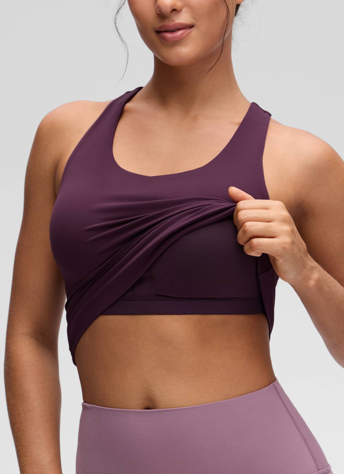 Áo thun yoga ôm sát dành cho nữ CRZ YOGA - Mẫu áo ba lỗ có áo lót tích hợp " Butterluxe " - Màu tím đậm