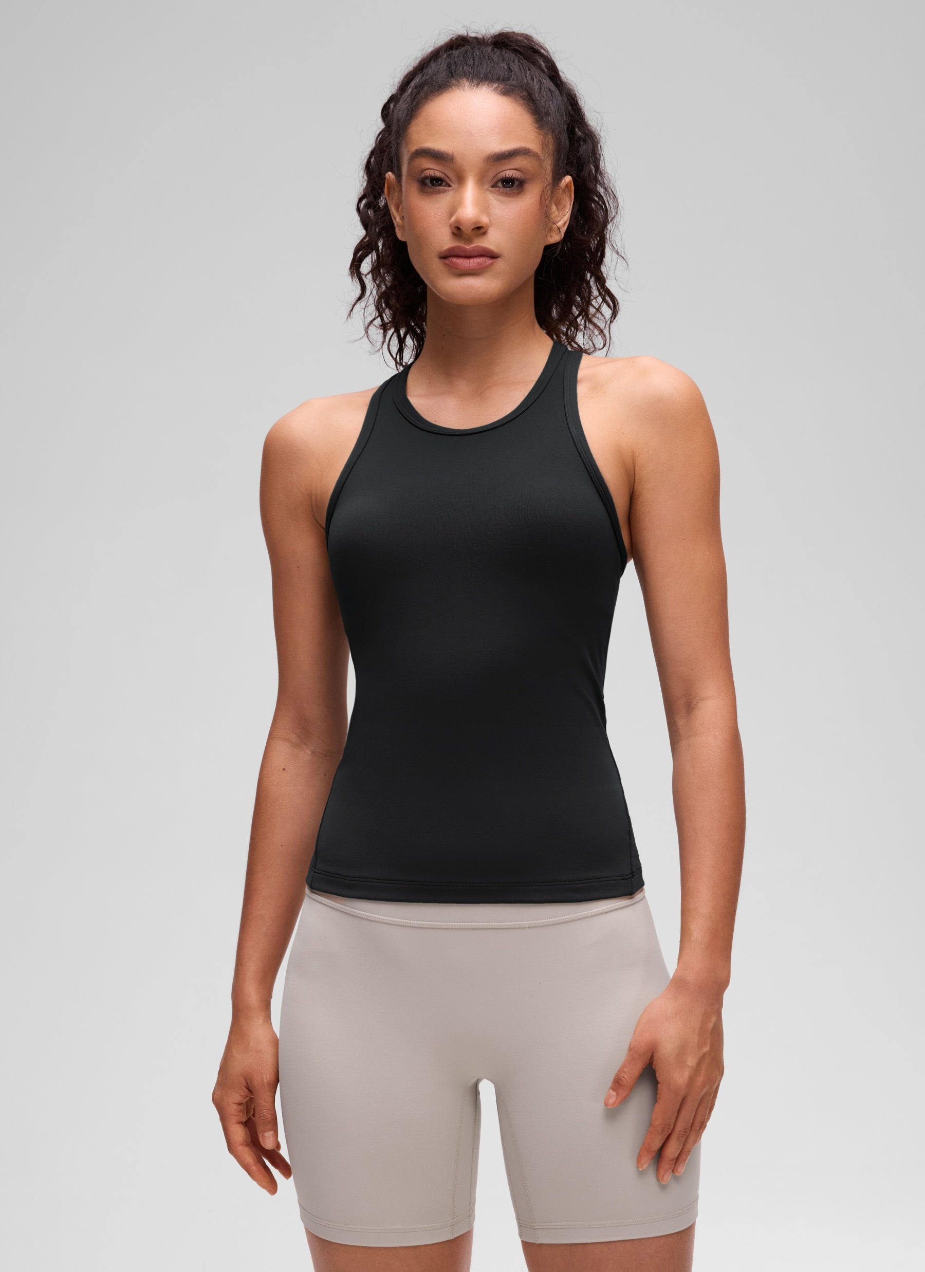 Baju Ketat Yoga Wanita CRZ YOGA Butterluxe Tank Top Leher Tinggi Hitam